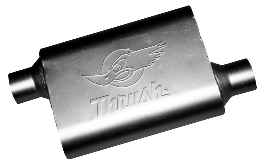 Deep Race Tone Thrush Muffler (Most Applications) Inlet 2.5 Pipe Connection Offset Outlet 2.5 Offset