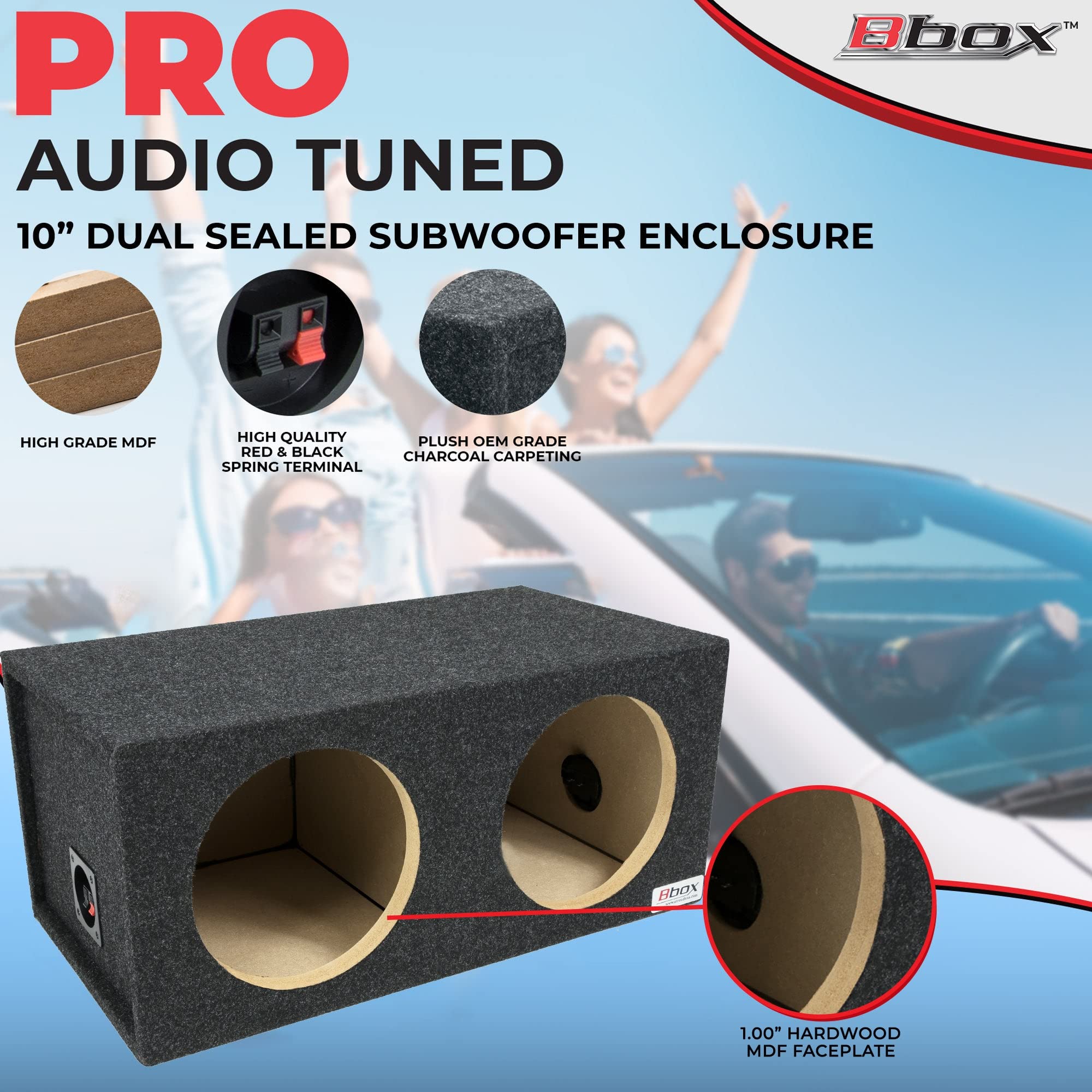 BBox Atrend E10D Dual 10" Sealed Carpeted Subwoofer Enclosure, Black