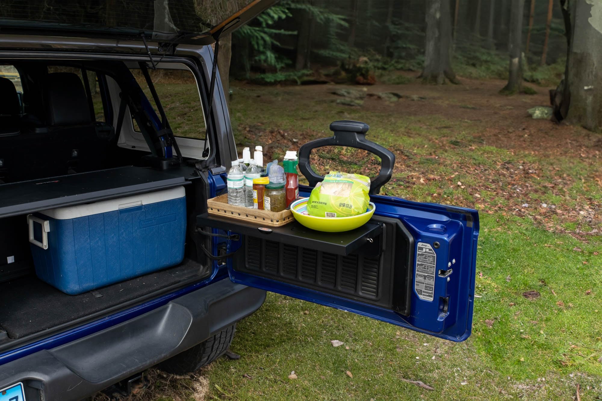EZ4X4 Lightweight Aluminum Single Level Tailgate Table Foldable Cargo Shelf Storage Rack fits All Wranglers TJ/JK/JKU/JL/JLU Patent Pending
