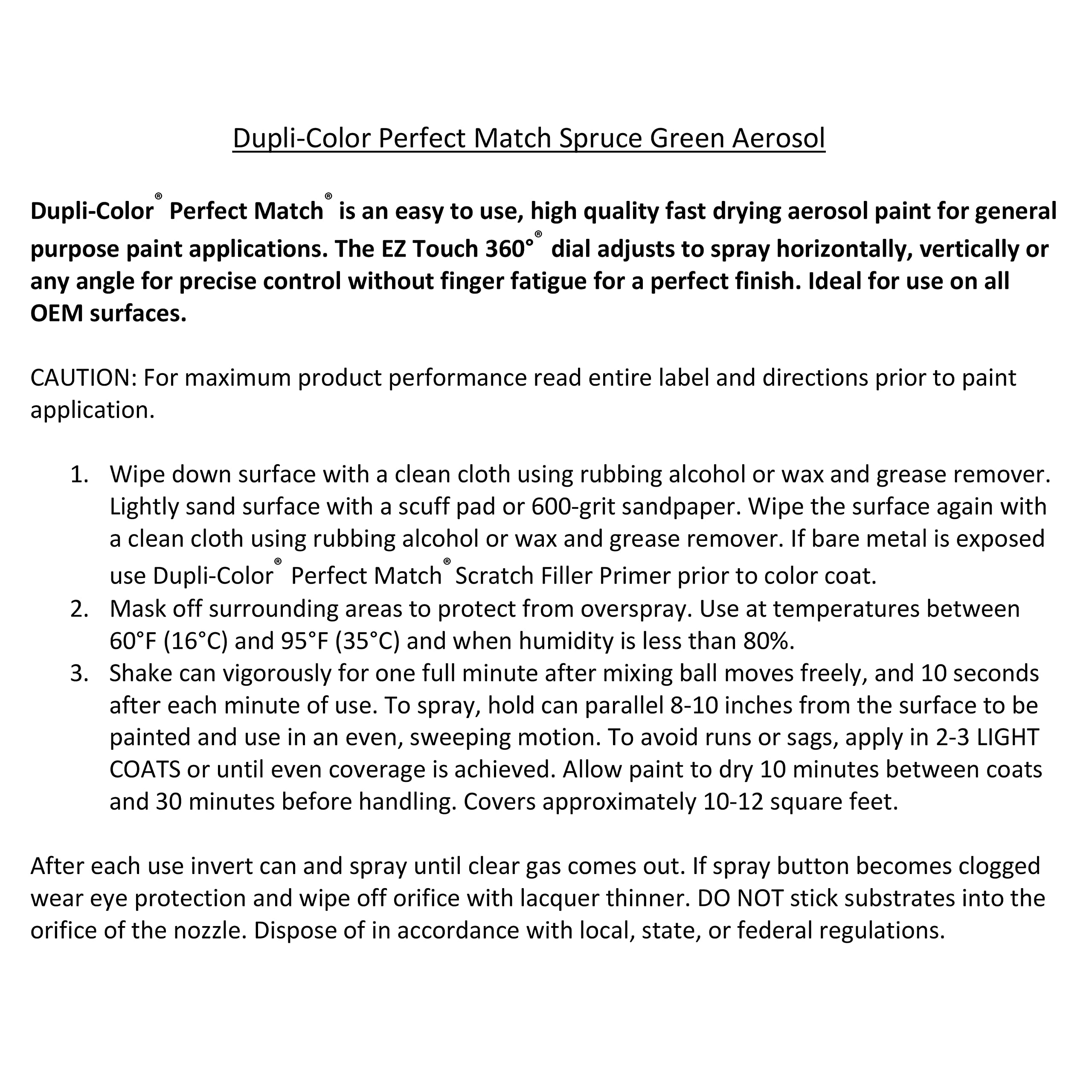 Ford Spruce Green Dupli-Color EBFM03627 Perfect Match Automotive Spray – 8 oz. Aerosol Can