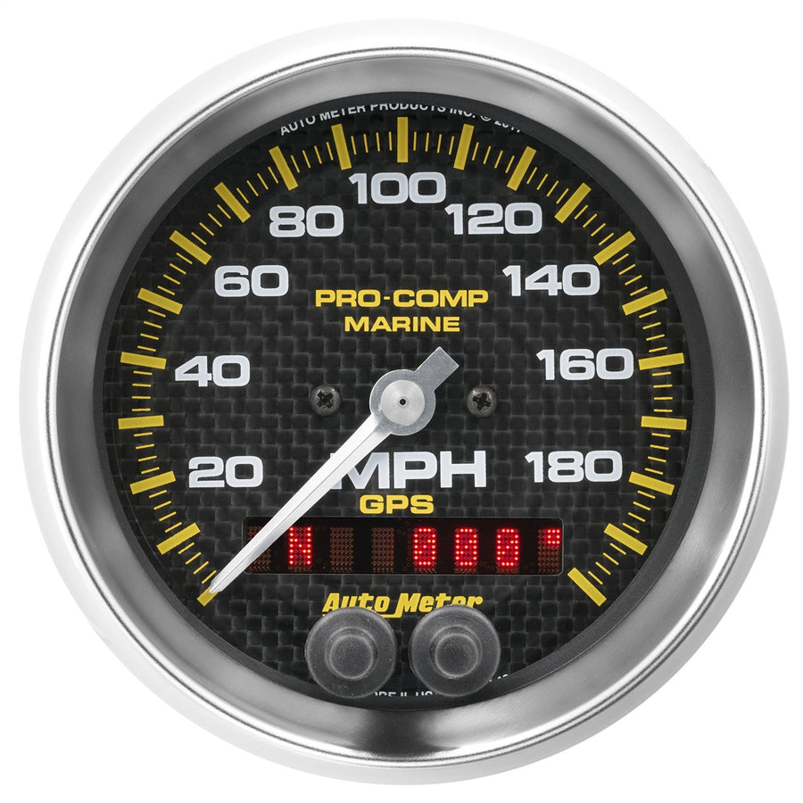 Speedometer AutoMeter 200639-40 Gauge, 3 3/8", 200Mph, GPS, Marine Carbon Fiber