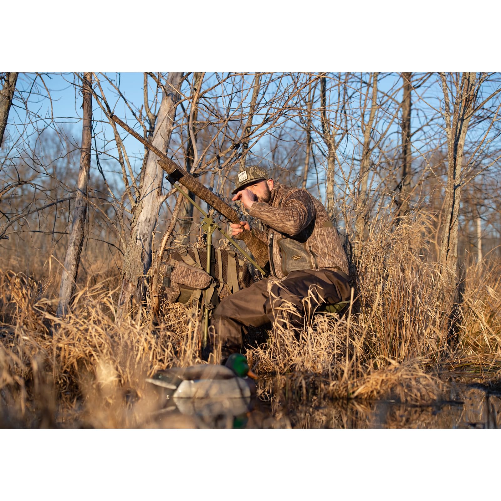 Ultimate Gun & Gear Stick AVIAN-X For Waterfowl Hunting - Lightweight Durable Solid Stable Adjustable OD Green Powder-Coated Stick with Carry Strap