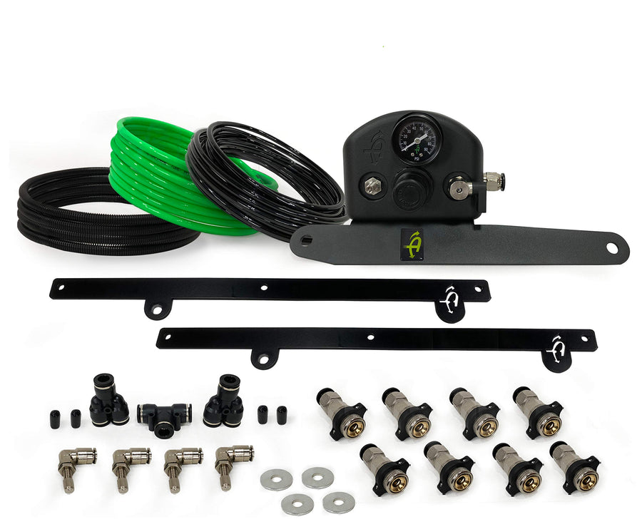 4 Tire Inflation System - Up Down Air - Engine Mount With Box, Fittings, Hoses & Storage Bag - Black