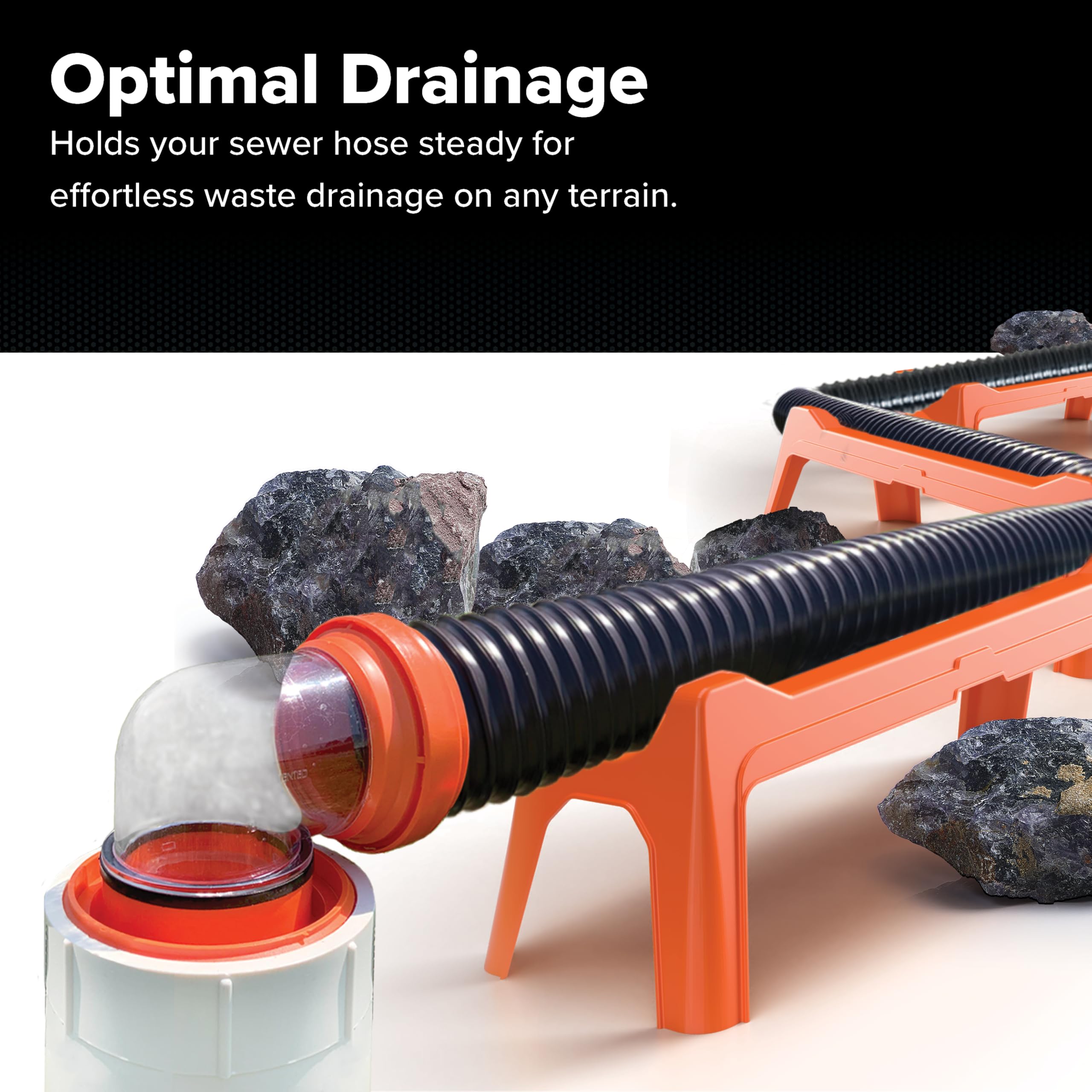 Camco RV Sewer Hose Support Kit - Extends for Easy Drainage Over Uneven Terrain - Supports Up to 15-Feet of RV Sewer Hose - Features Nesting Design for Storage - 5 Support Sections (43072)