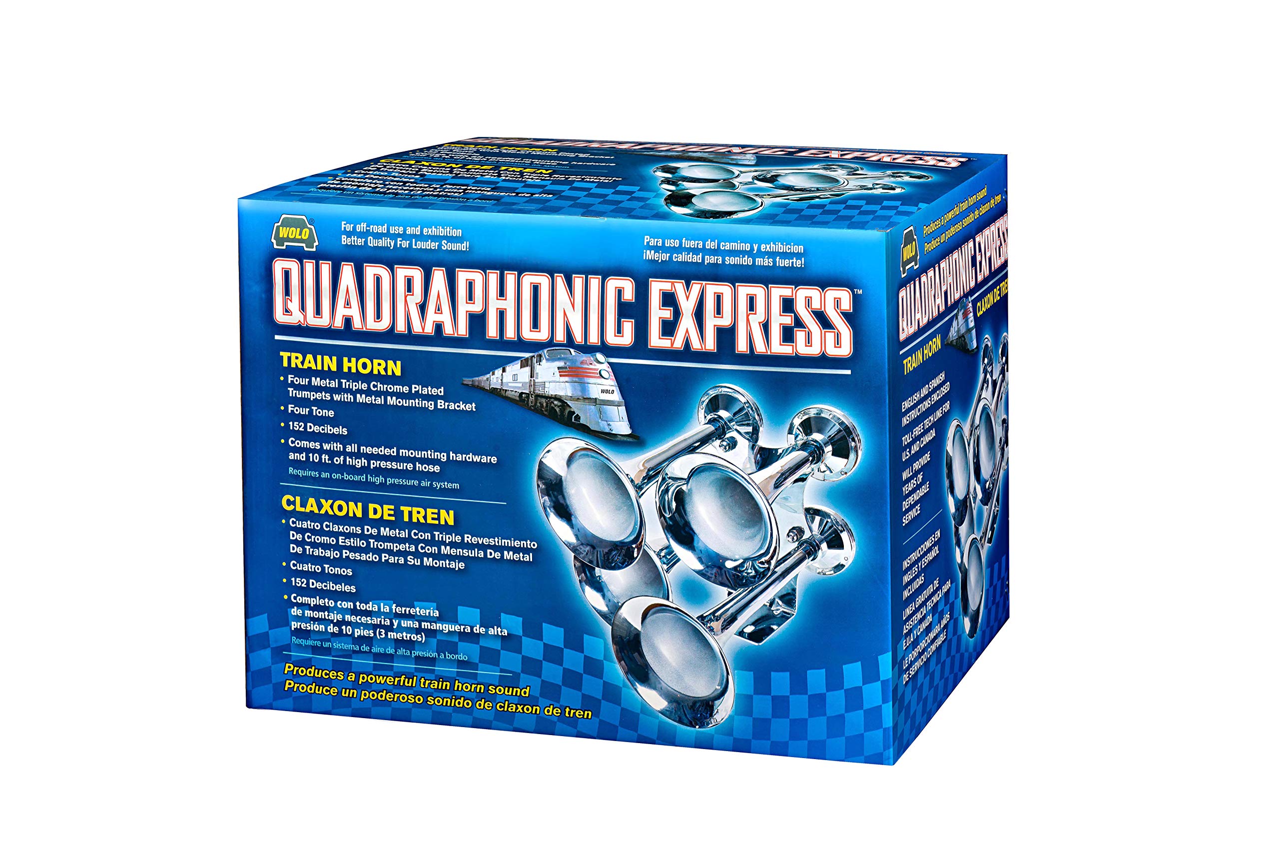 Quadraphionic Wolo 877 Express 4 Trumpet Train Horn, 12-Volt - Triple Chrome Plated