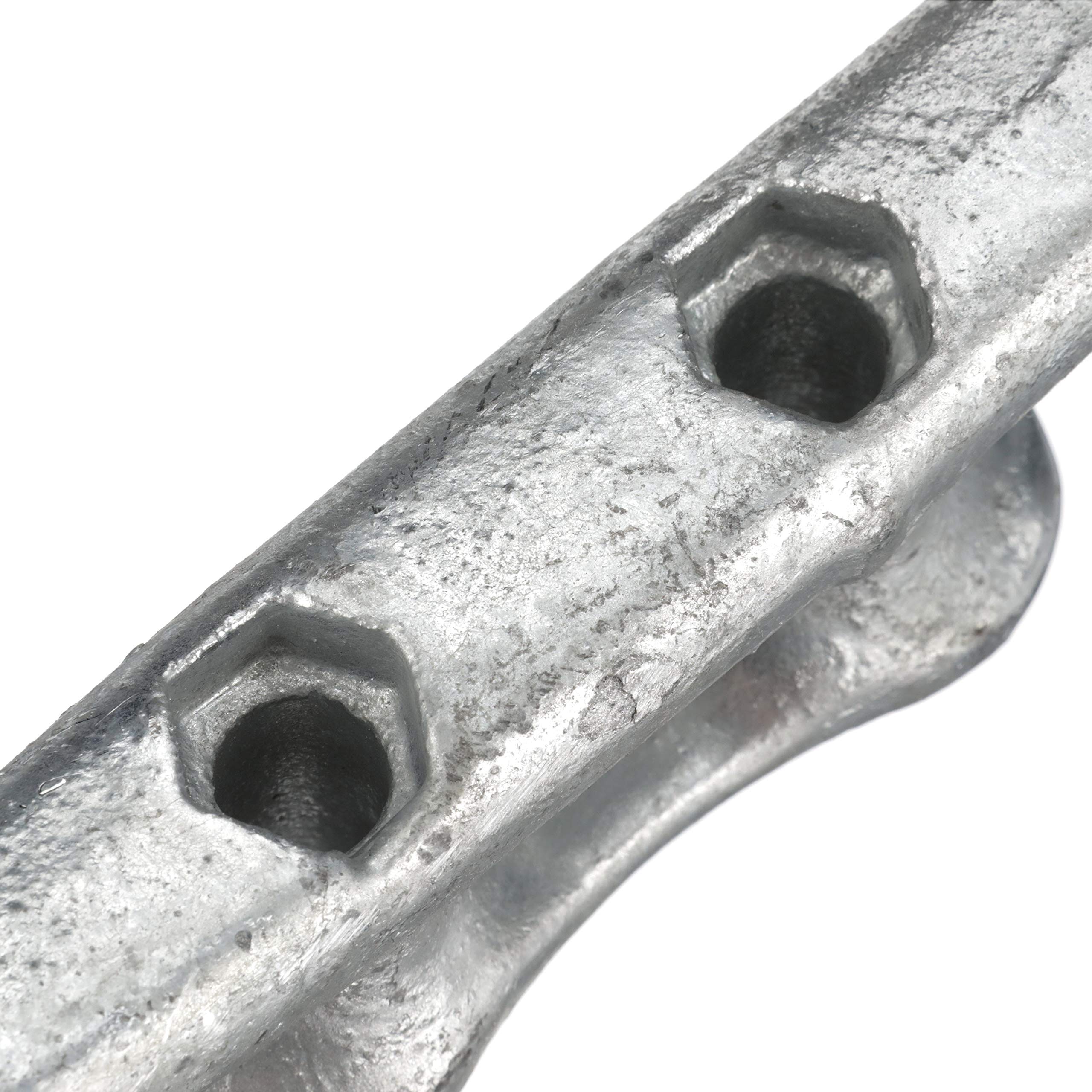 8 in. Long Attwood 12102L3 Cast Iron Cleat — 1 1/8 in. Wide, 1 5/8 in. High, Requires Two (2) 3/8-In. Fasteners, Silver