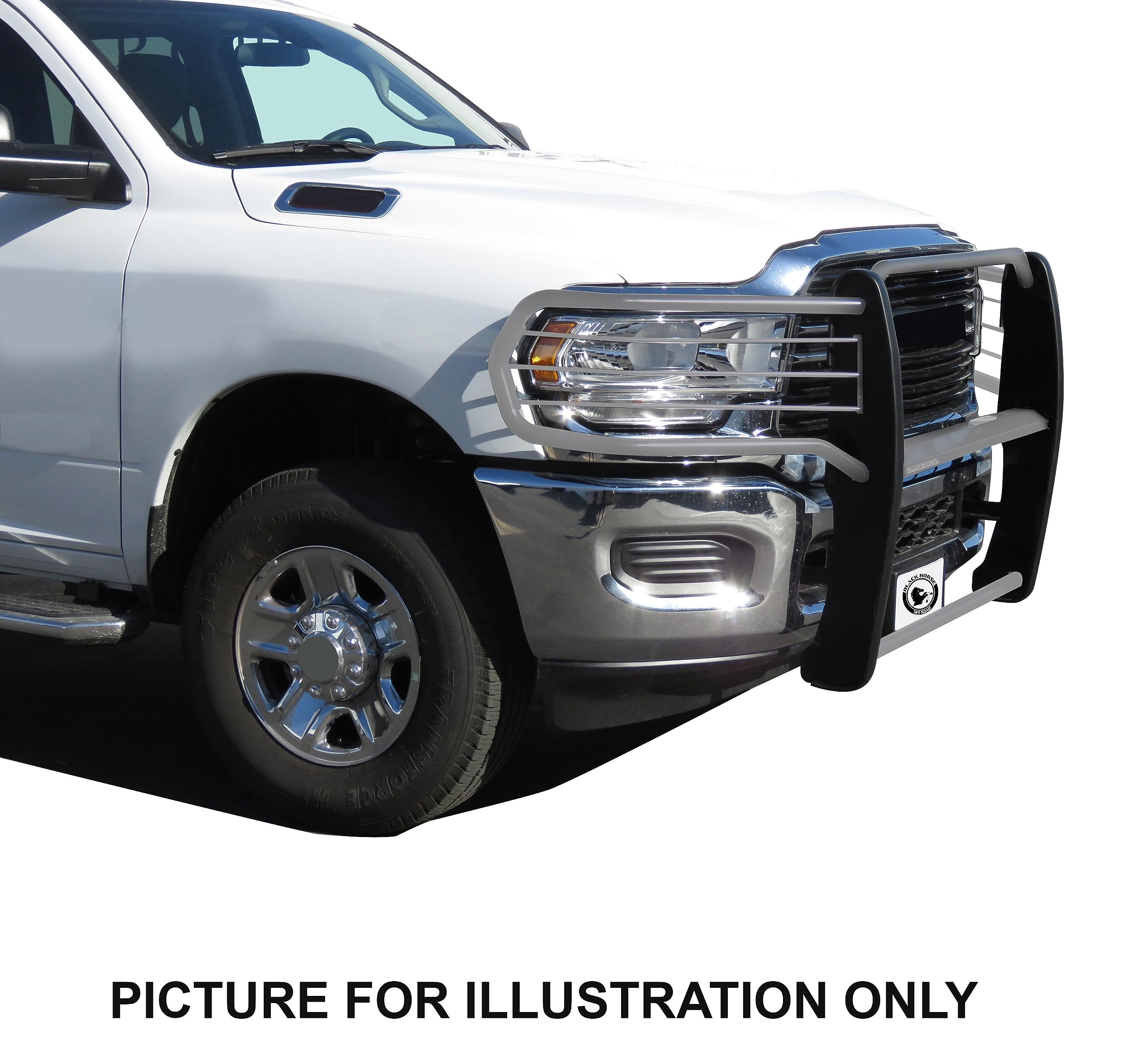 Grille Brush Black Horse Bumper Guard Modular SS Compatible with 2019-2024 Ram 2500|2019-2024 Ram 3500 (Excl. Power Wagon Trim)-17DG113MSS