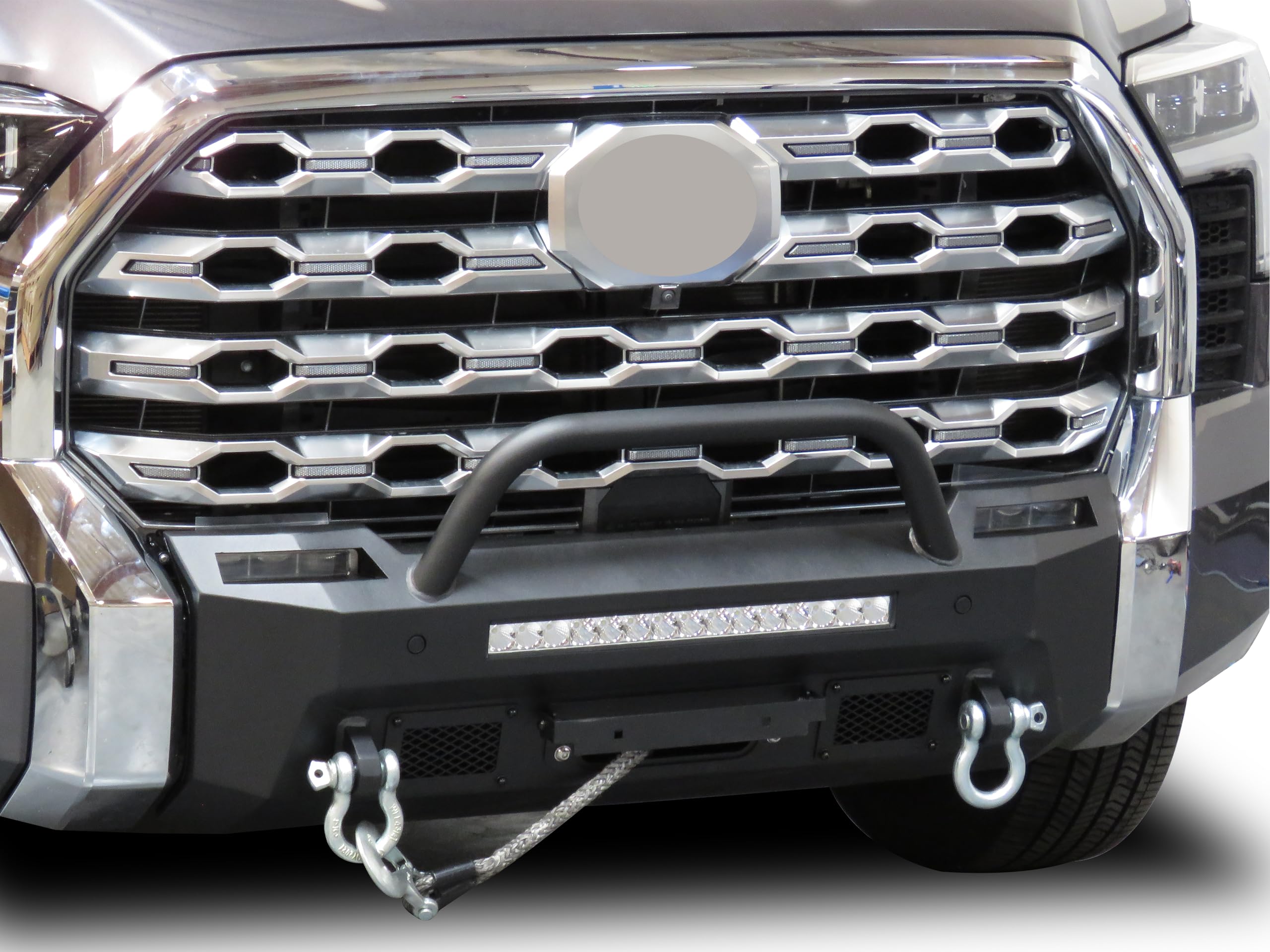 Heavy Duty Black Horse Armour III Front Winch Bumper Kit & Winch Textured Black Compatible with 2022-2024 Toyota Tundra-AR3HD64-W12
