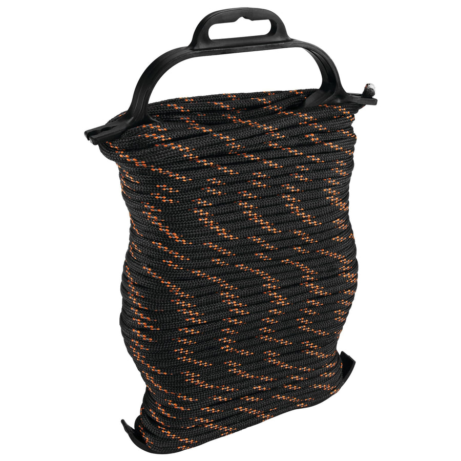 100' Performance Tool W1996 Reflective Rope Type-IV, 800 lb. Break Strength, 160 Lb. Working Load, Polyester/Nylon Core, Black/Orange