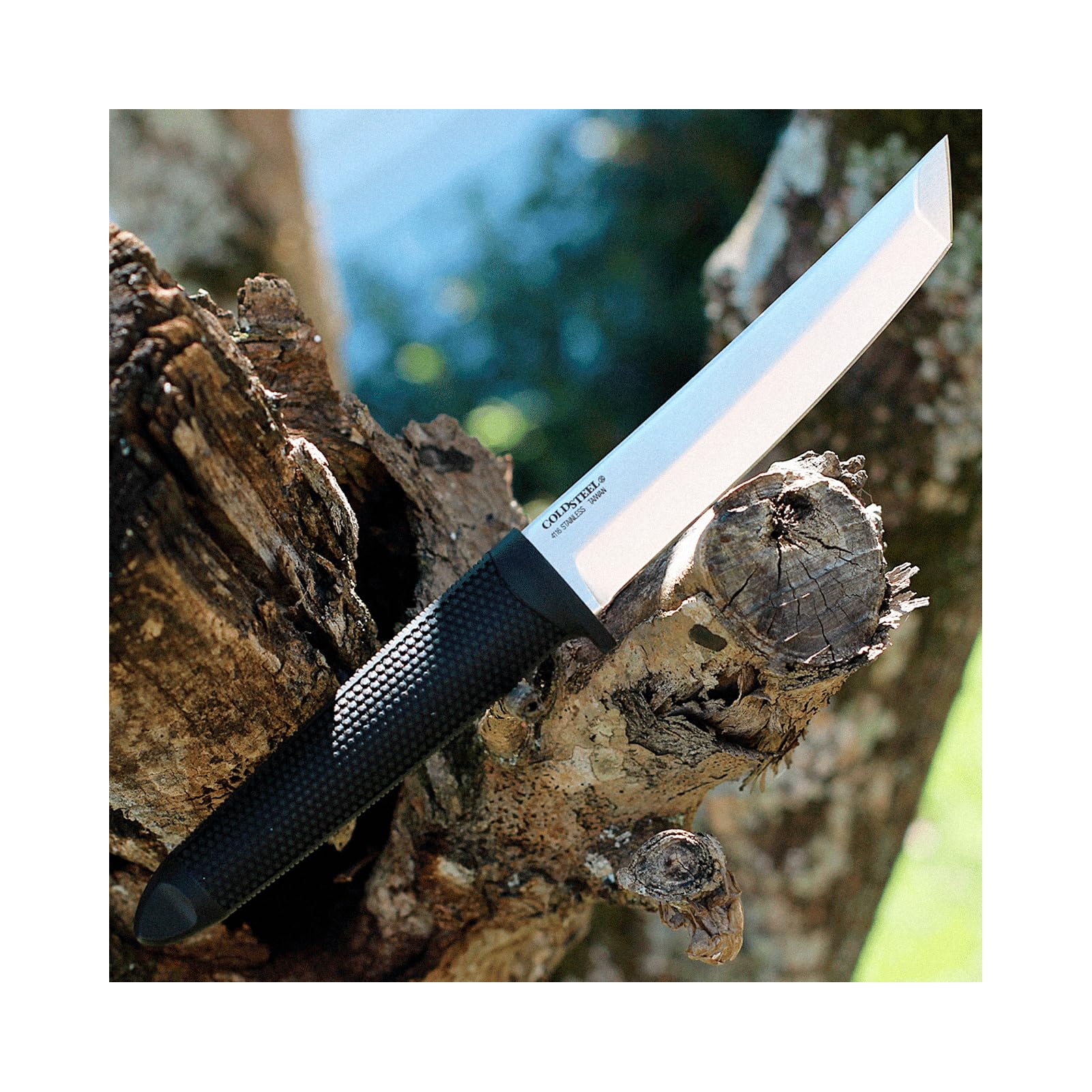 Cold Steel Durable Tanto Lite Lightweight German 4116 Stainless Steel 6" Fixed Blade Outdoor Hunting Utility Knife, Non-Slip Kray-Ex Handle, Secure-Ex Sheath