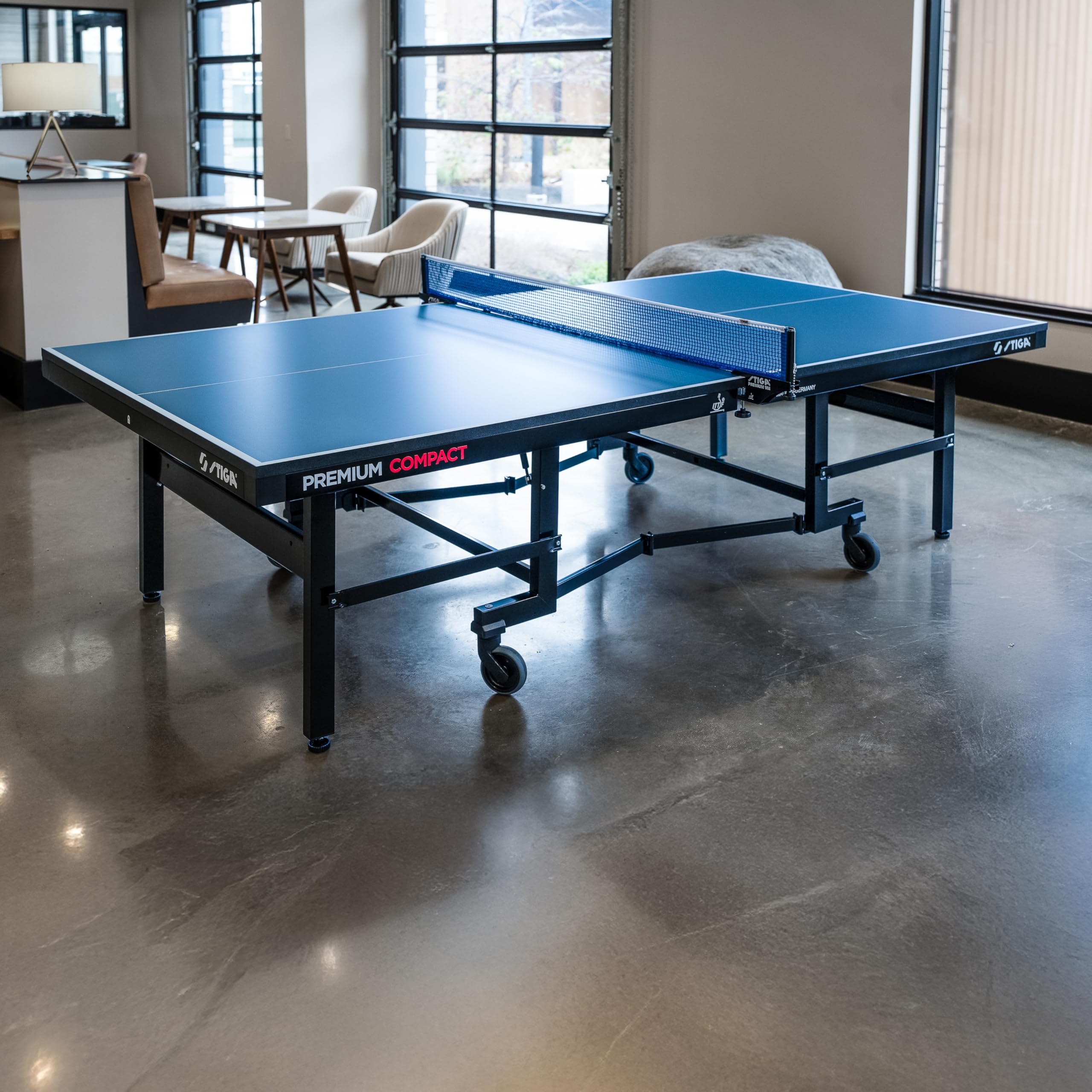STIGA Compact Premium ITTF Approved Tennis Table – Folds to Minimal Storage Dimensions and Comes Fully Assembled