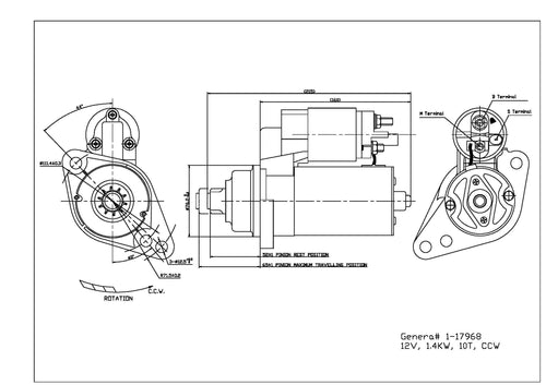 Starter Motor TYC 1-17968 Compatible with 2005-2009 Volkswagen Jetta