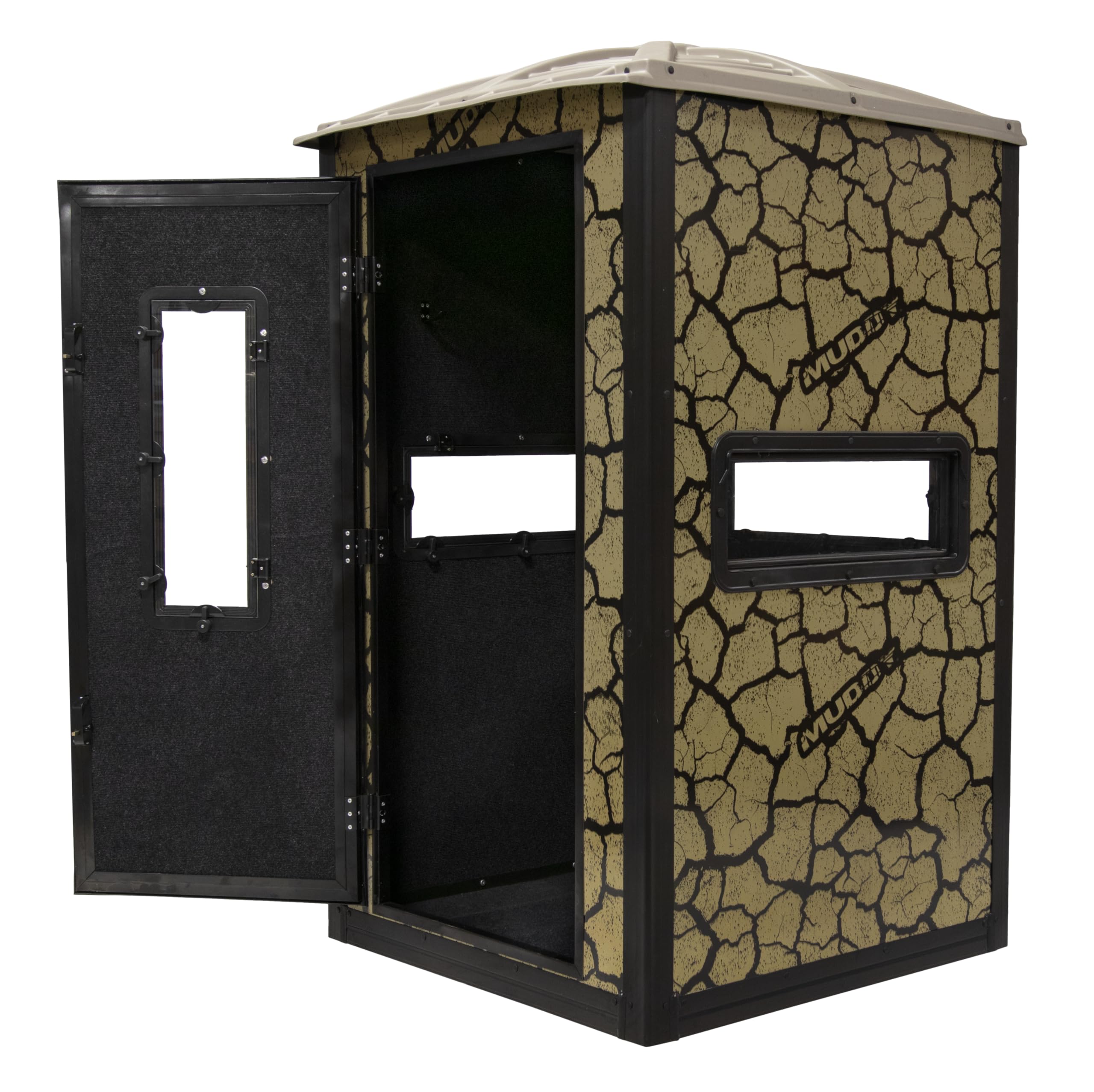 Muddy Box Blind Gunner w/Deluxe 10' Tower/Steel Wall Constructed/Cracked Mud Camo