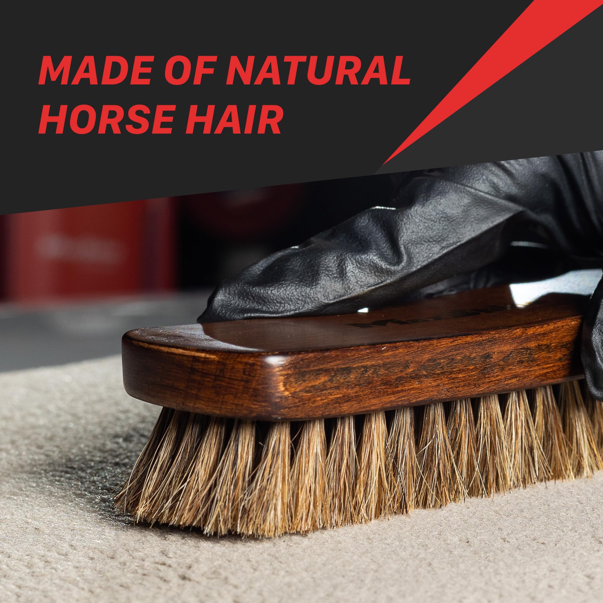 Maxshine Universal Small Horse Hair Brush – 100% Natural Bristles for Leather, Upholstery & Alcantara – Ideal for Car Seats, Carpets, Sofas & More – Premium Detailing Brush