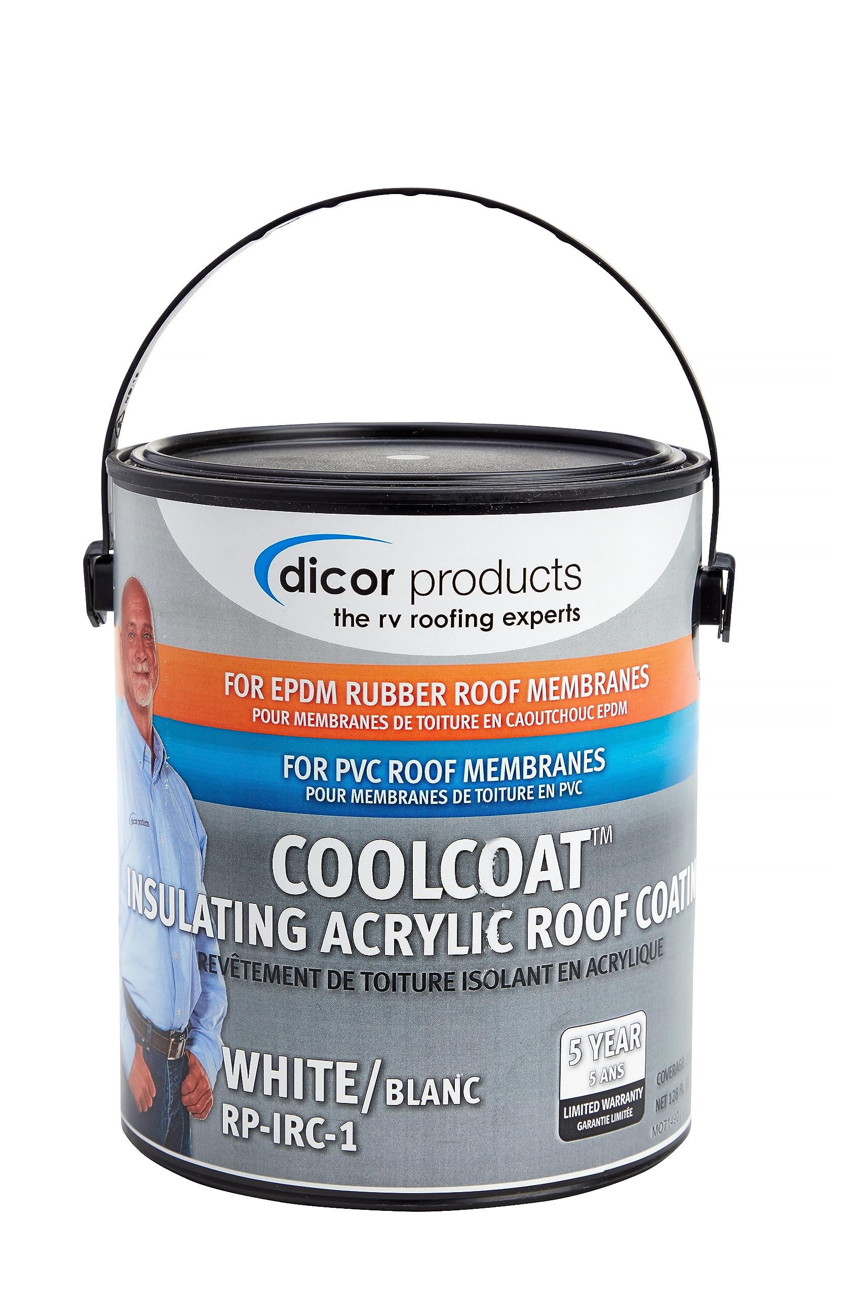 CoolCoat Dicor RP-IRC-1 Roof Coating - White, High-Performance Formula, 1 Gallon