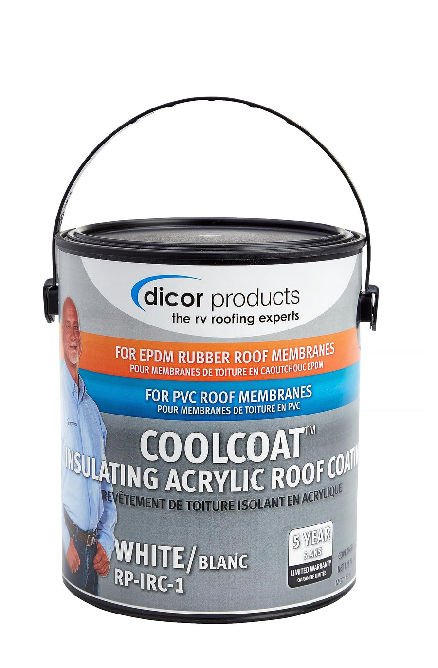 CoolCoat Dicor RP-IRC-1 Roof Coating - White, High-Performance Formula, 1 Gallon