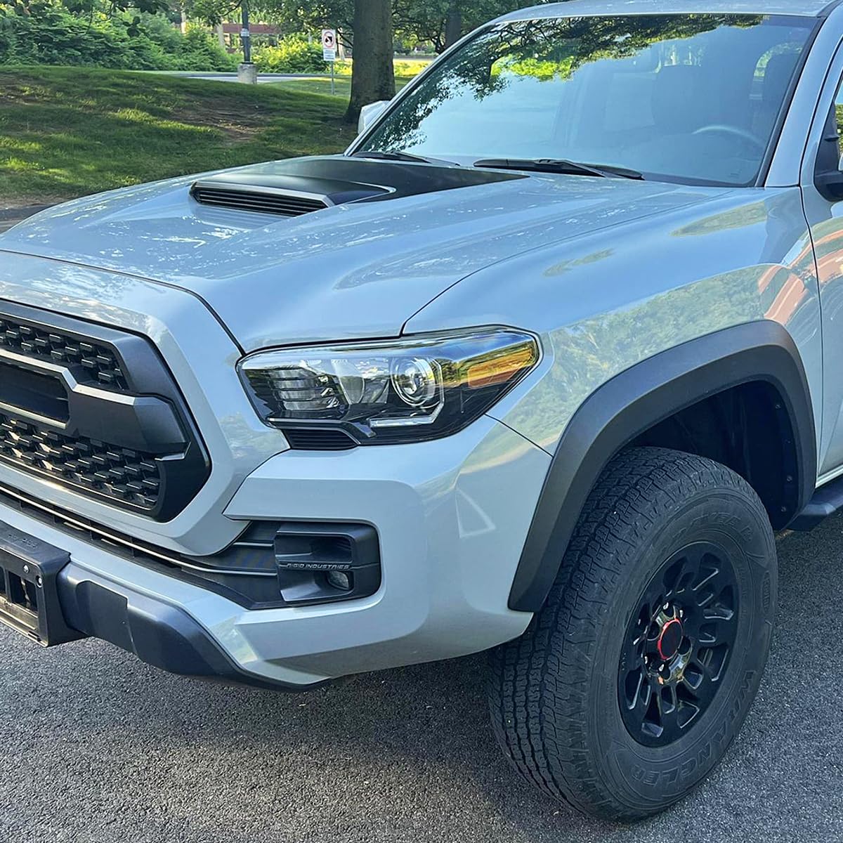 Black SPEC-D TUNING Projector Headlights w/LED Strip Compatible with 2016-2022 Toyota Tacoma with factory LED daytime running lights, Left + Right Pair Headlamps Assembly