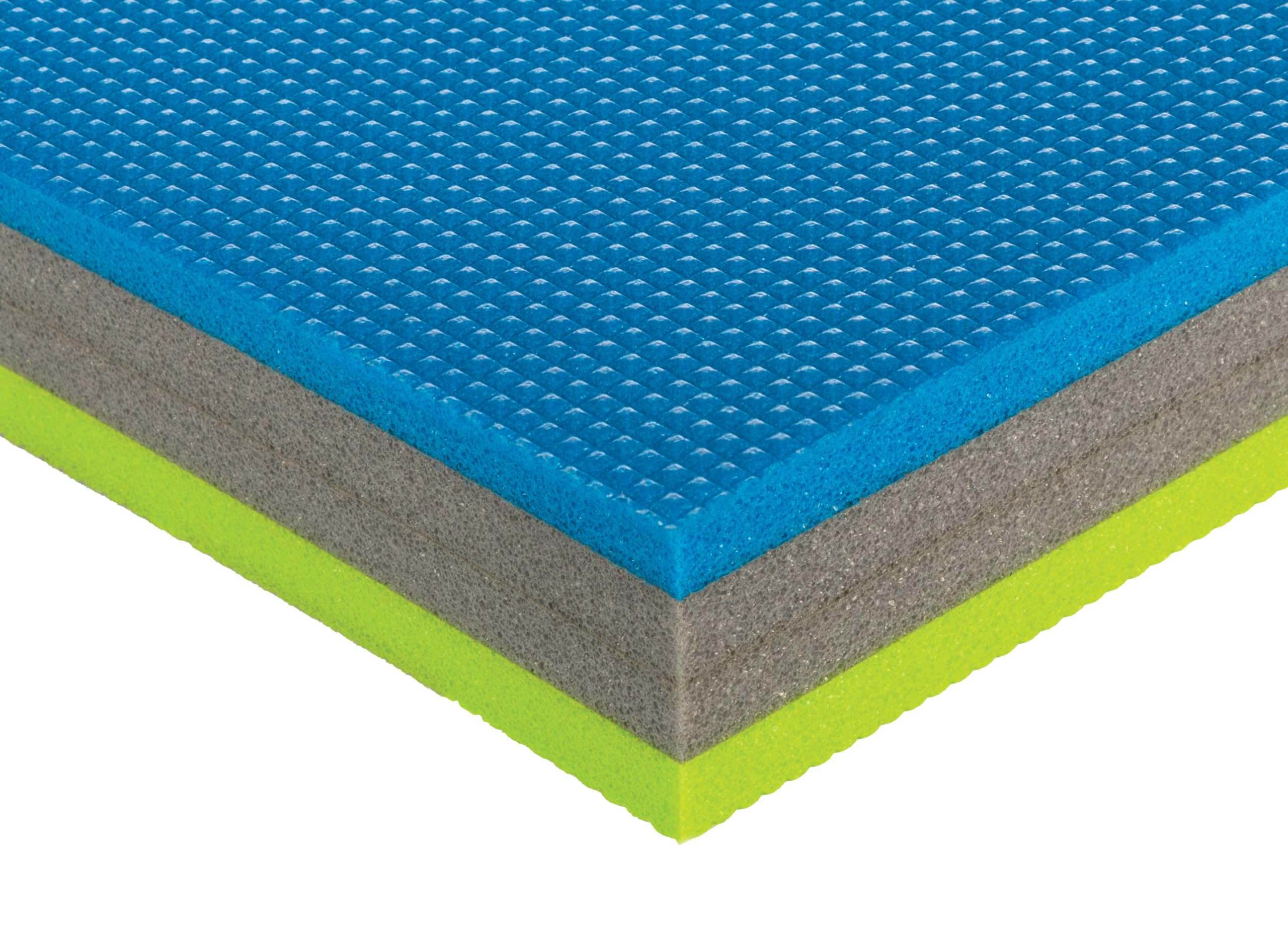 Airhead Watermat Floating, Tear-Resistant XPE Foam Floating Mat for Beach, Ocean, Lake, Green & Blue, 18' x 6' x 2"