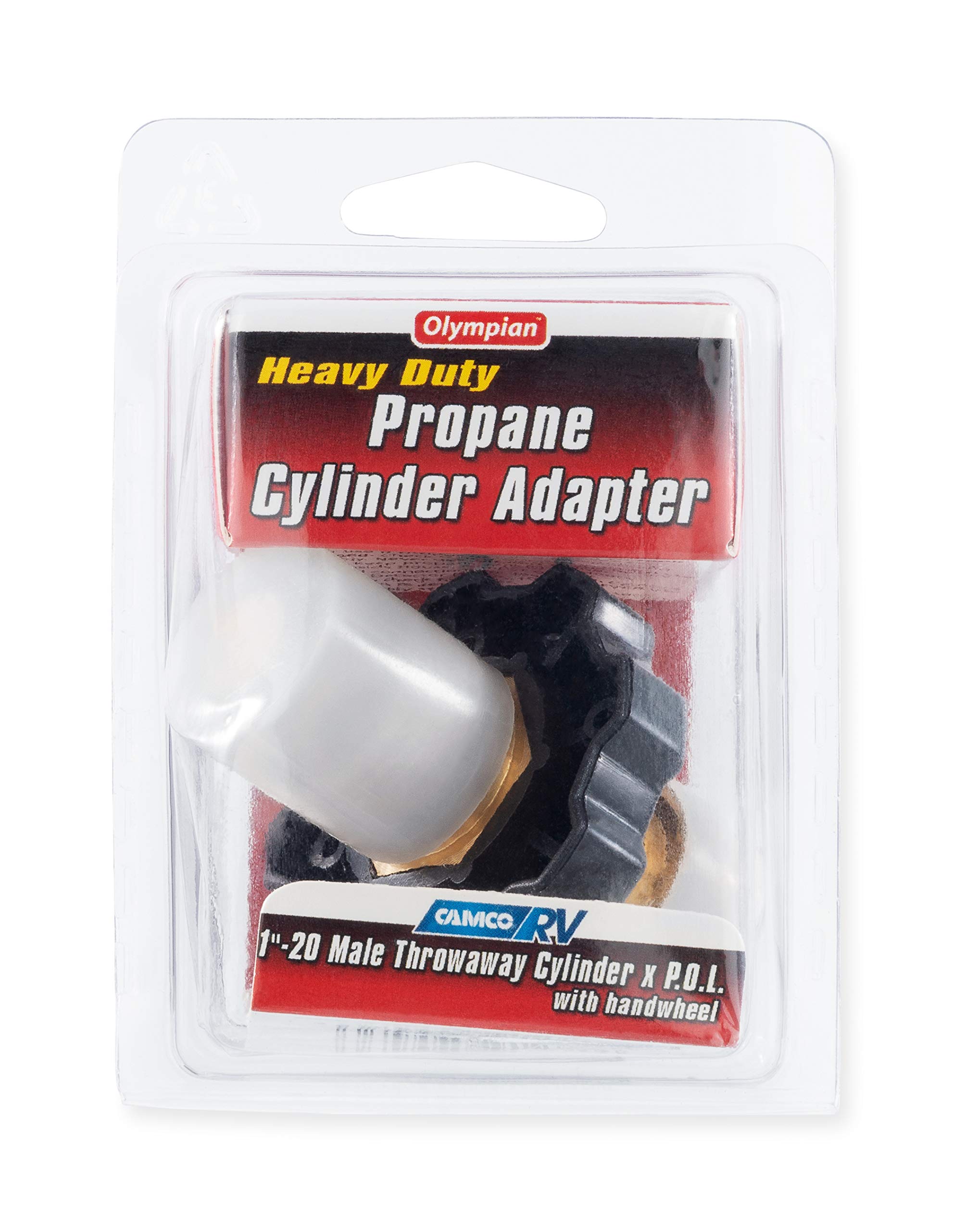 Propane Cylinder Adapter Camco 59943 - Soft Nose POL x 1"-20 Male Throwaway Cylinder Thread