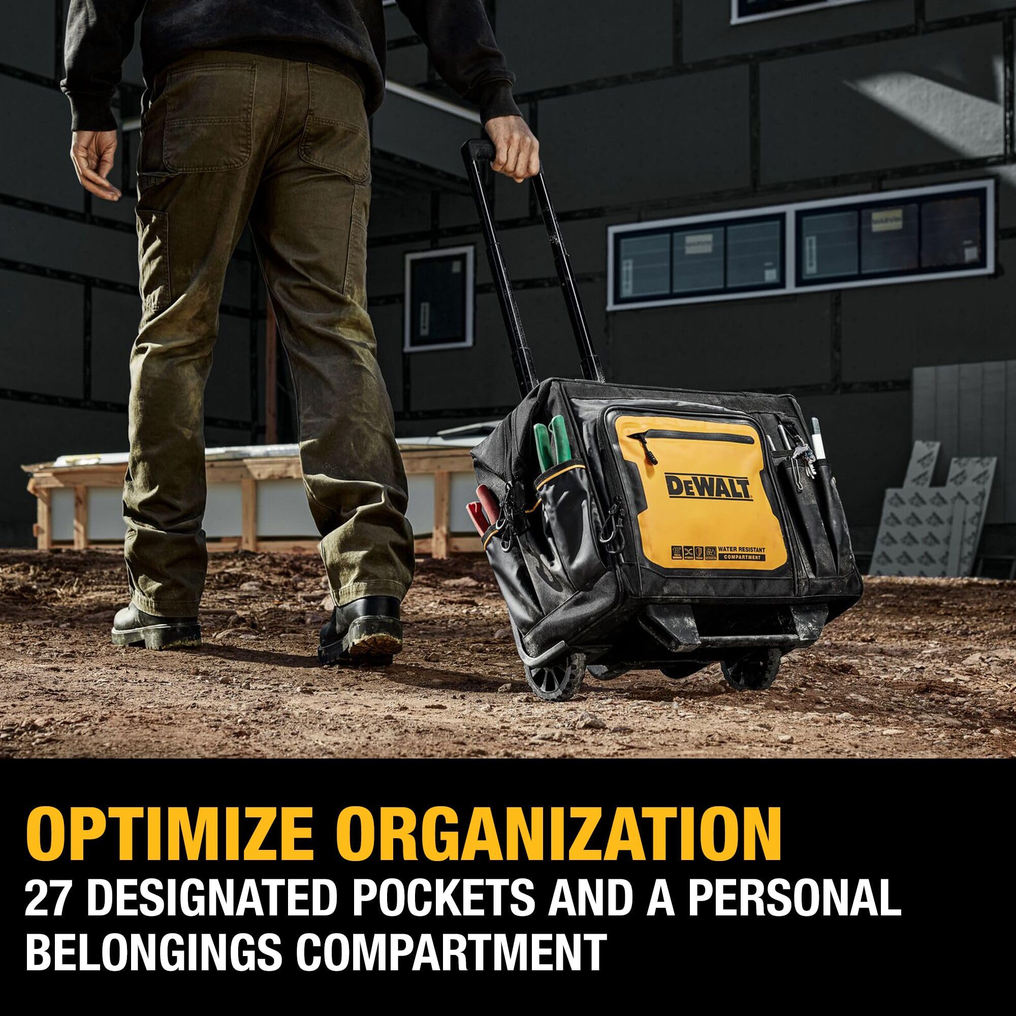 18 Inch DEWALT Rolling Tool Storage Bag with 27 Pockets (DWST560107)