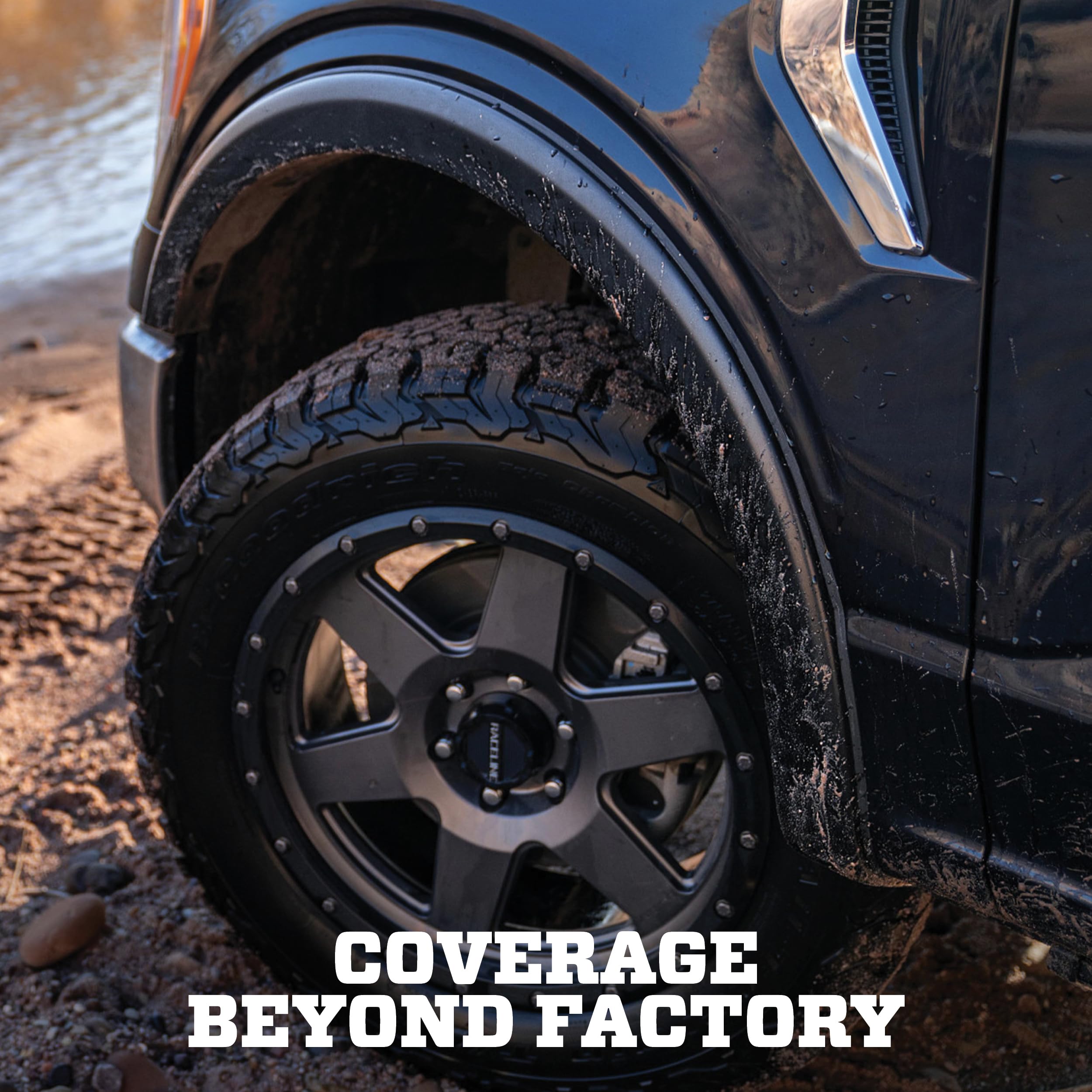 Husky Liners OE Style Fender Flares | Fits 2009-2014 Ford F-150, Excludes SVT Raptor Model | Front & Rear, 4-pc Black - 28021917