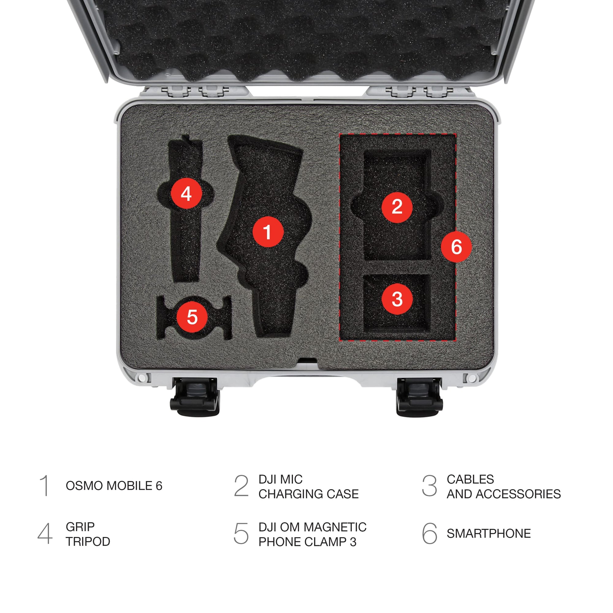 DJI OSMO Mobile 6 - Silver Nanuk Case 910 w/Foam (C0798)