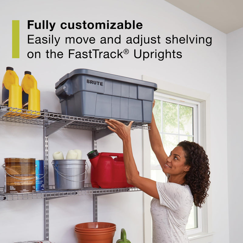Fasttrack Rubbermaid Rail Storage 48"x16" 3-Shelf Kit, 350 lbs. Per Shelf, for Home/Garage/Shed/Workshop Organization