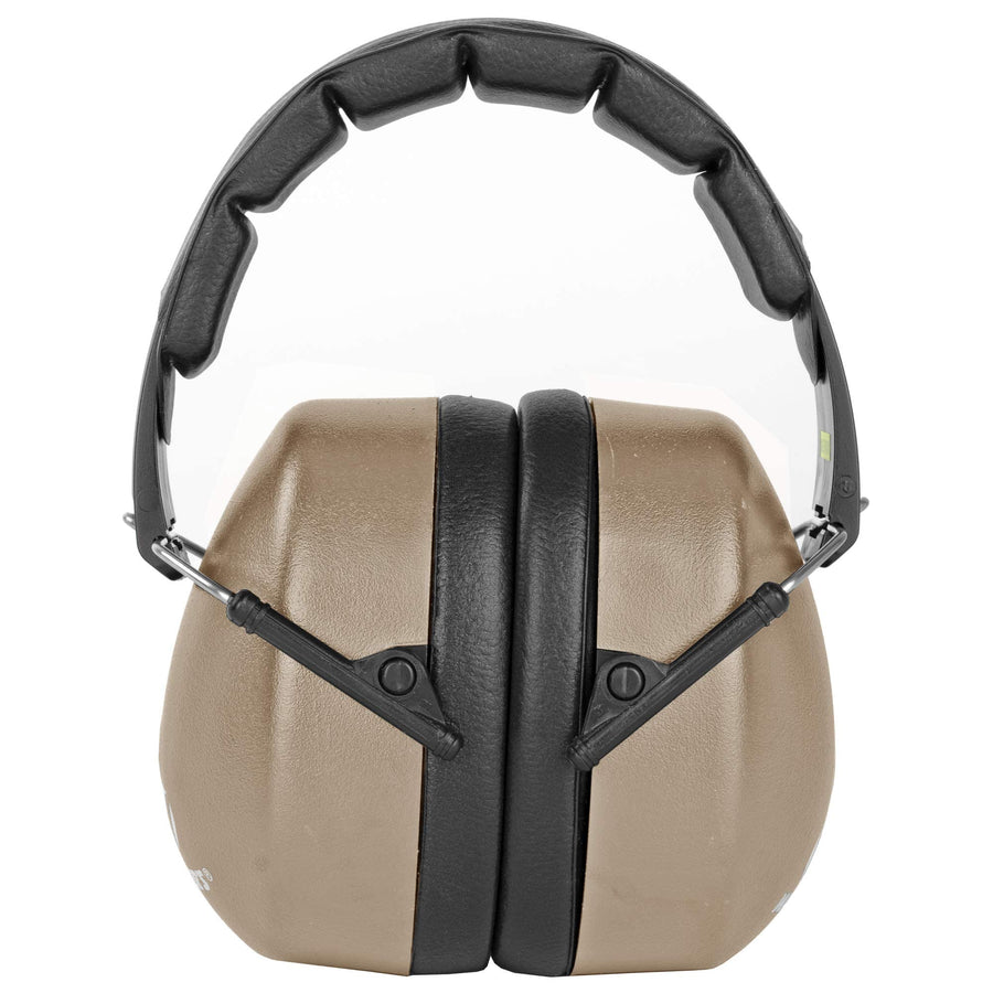 Walker's Shooting EXT Range Folding Muff - Compact 30dB NRR Noise-Blocking Hunting Gun Range Shooting Hearing Protection Passive Muff w/Padded Headband & PVC Earpads, Flat Dark Earth