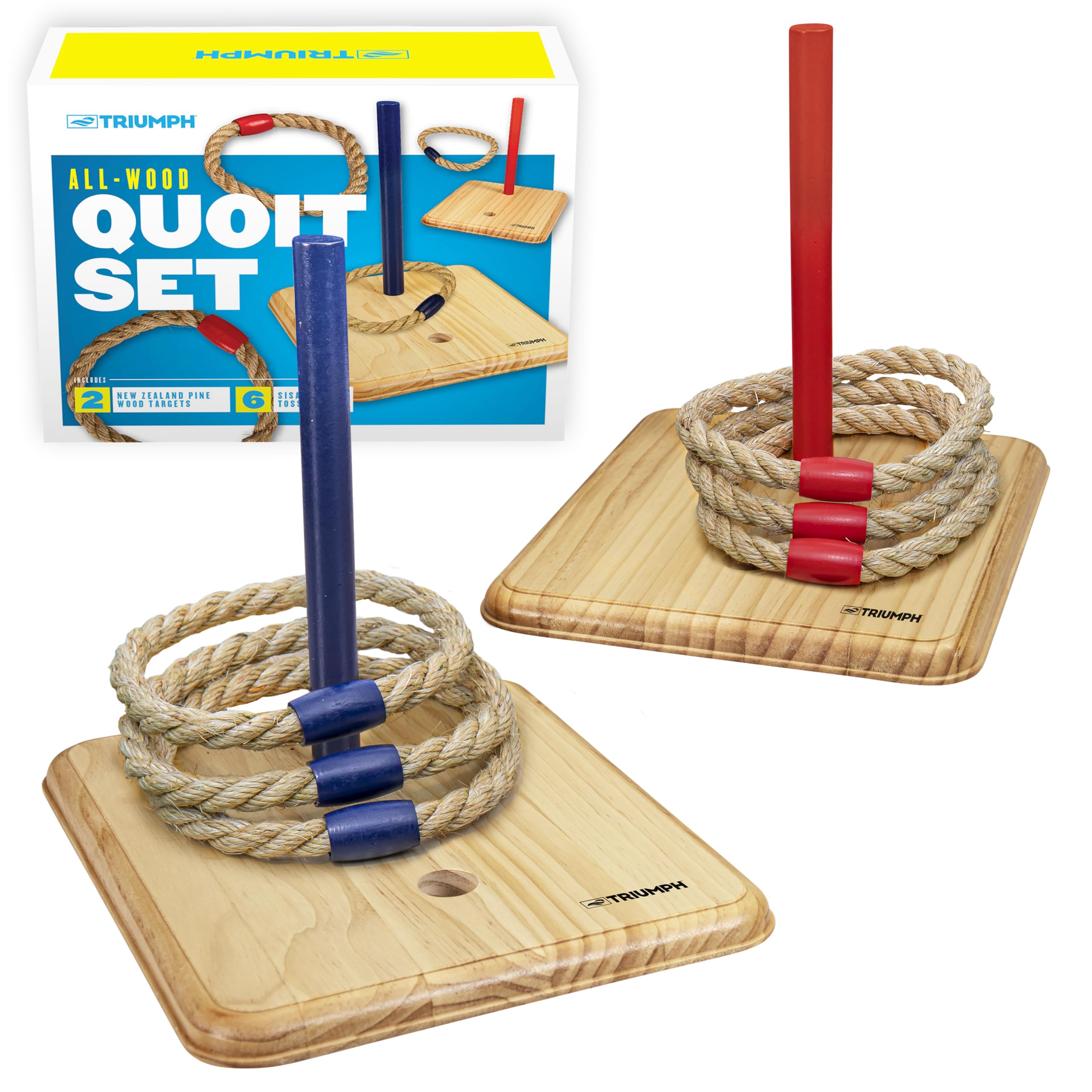 Triumph Premium Triumph Wooden Quoit Set - Includes 2 Targets and 6 Sisal Rope Rings