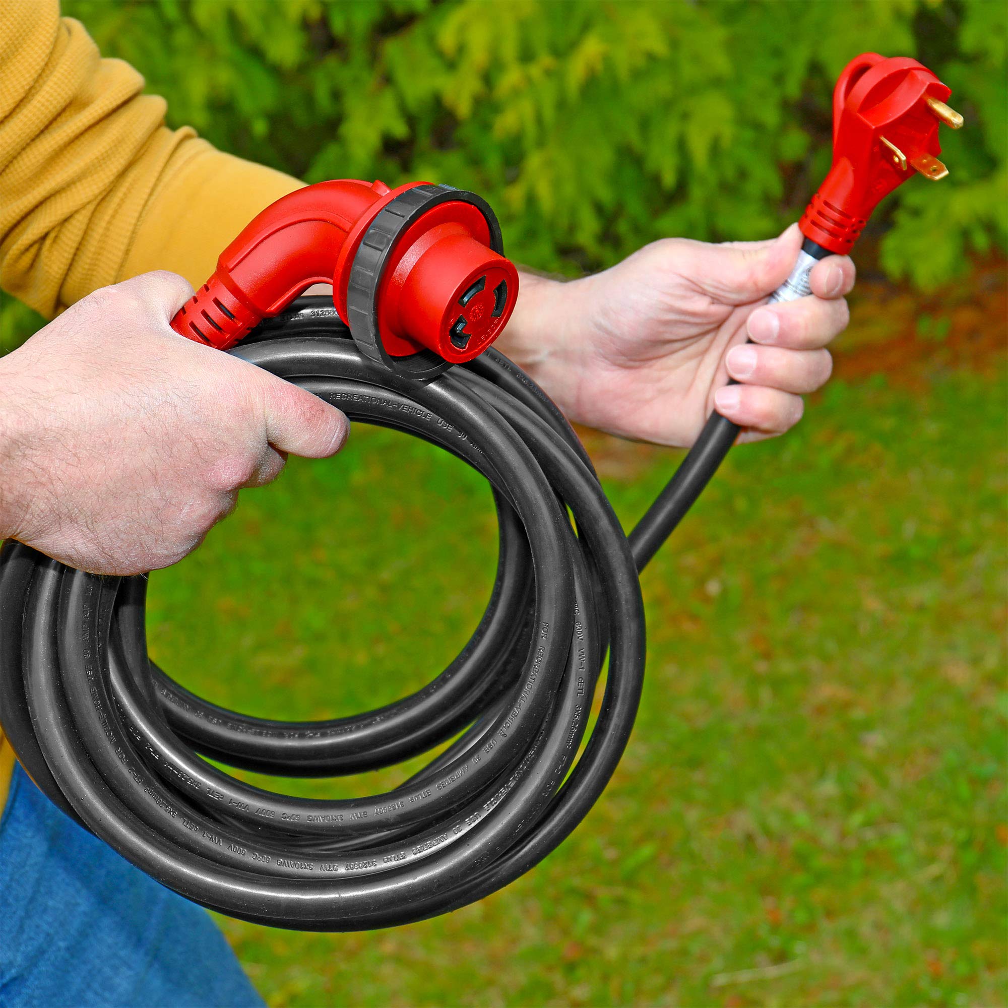 Mighty Cord Valterra RV 30-Amp 90-Degree Detachable Power Cord, 25-Foot Cord for RV, Red