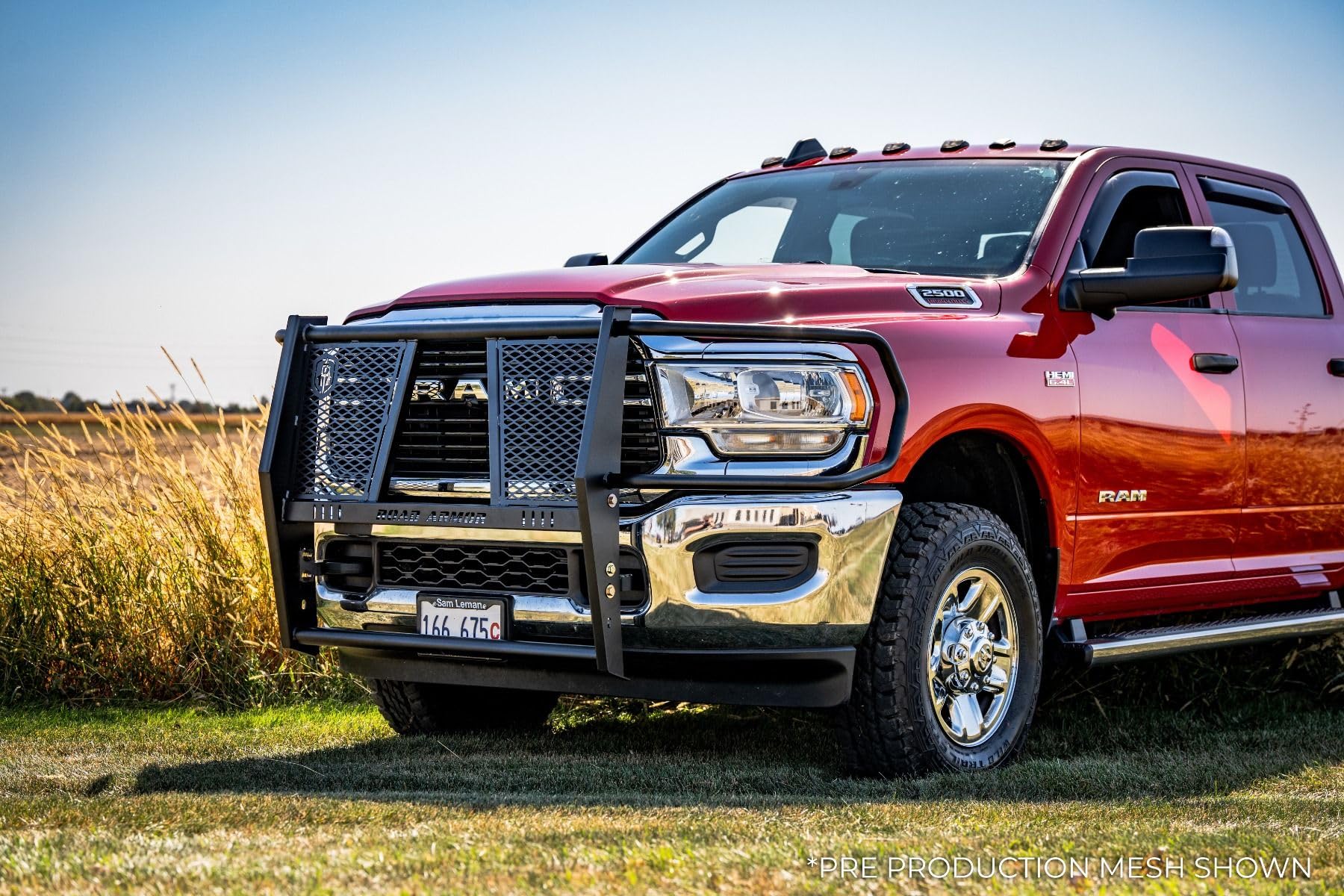 Vaquero Road Armor 4192-BRSH Front Grille Guard - Texture Black - Compatible with: 2019-2025 RAM 2500 3500 4500 5500
