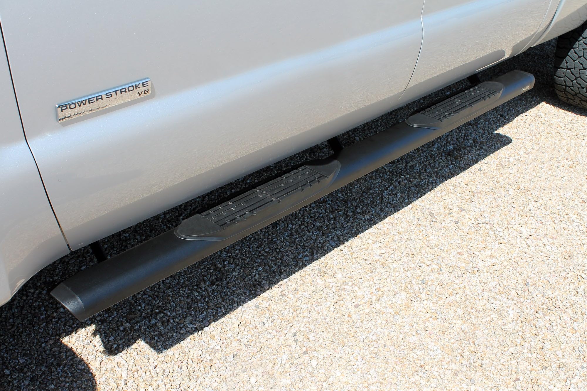 Running Boards Raptor Series Steps 5in Oval Style Black Aluminum Compatible with 99-16 F-250/F-350 Super Duty Crew Cab