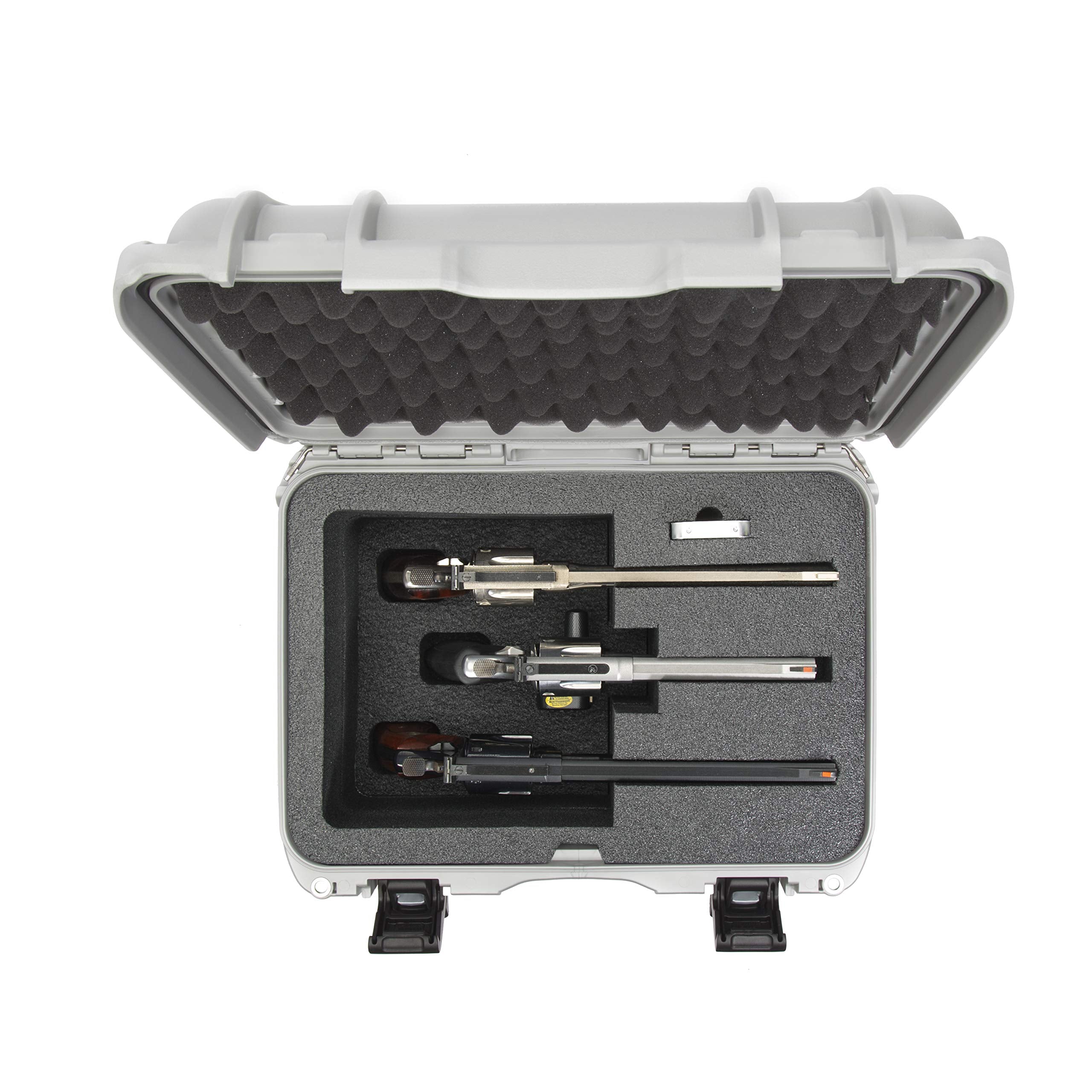 Waterproof Nanuk 918 Hard Case for Revolvers with Custom 3UP Foam Insert - Silver
