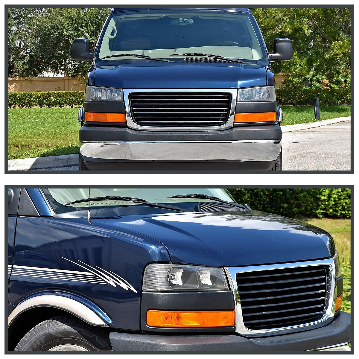 Black Headlights SPEC-D TUNING Compatible with 2003-2023 Chevy Express, GMC Savana