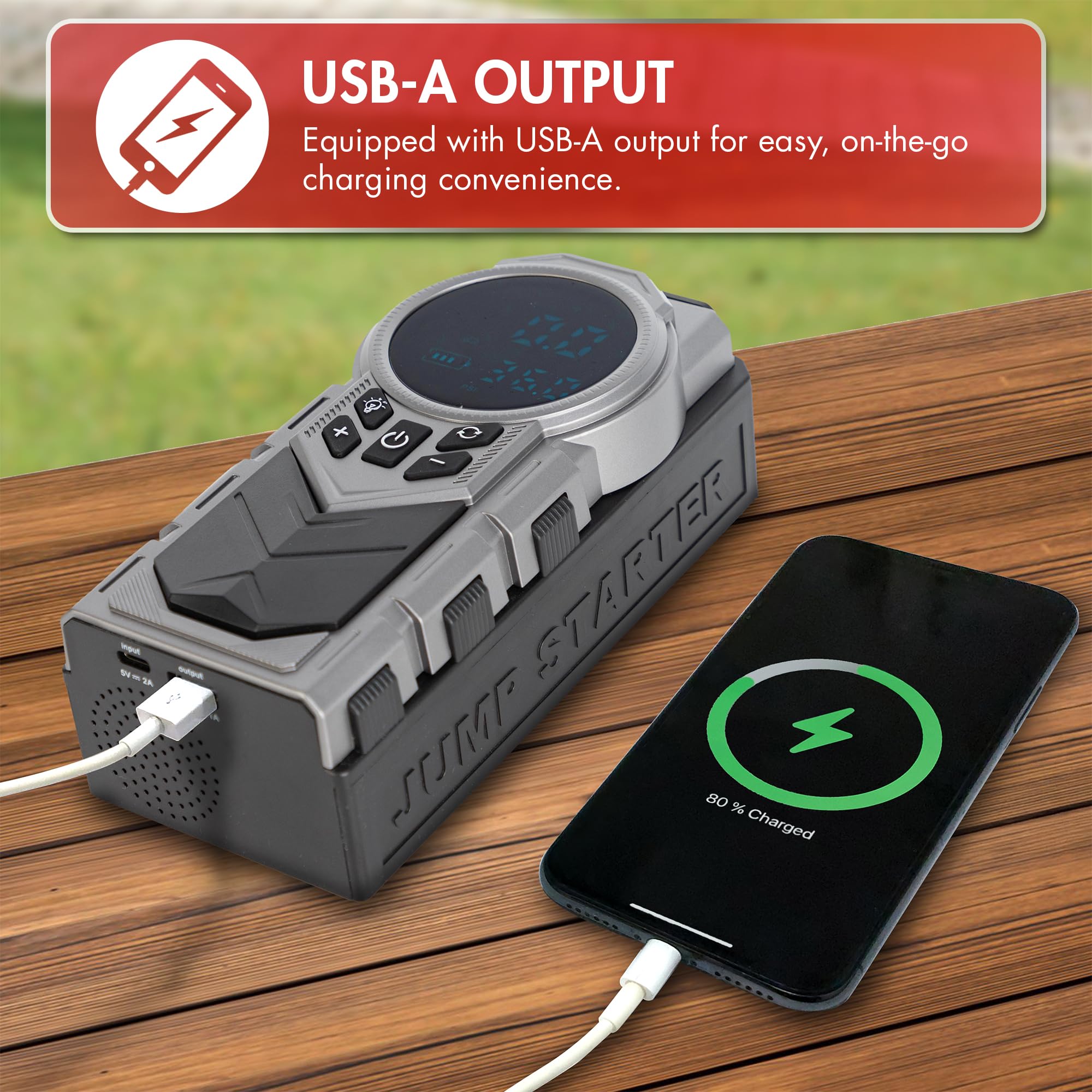 Wagan iOnBoost V10 Air Jump Starter with Tire Inflator Portable 1500A Peak 12V Lithium Car Battery Booster with 150PSI Air Compressor LCD Pressure Display Built-in LED Light UL Certified