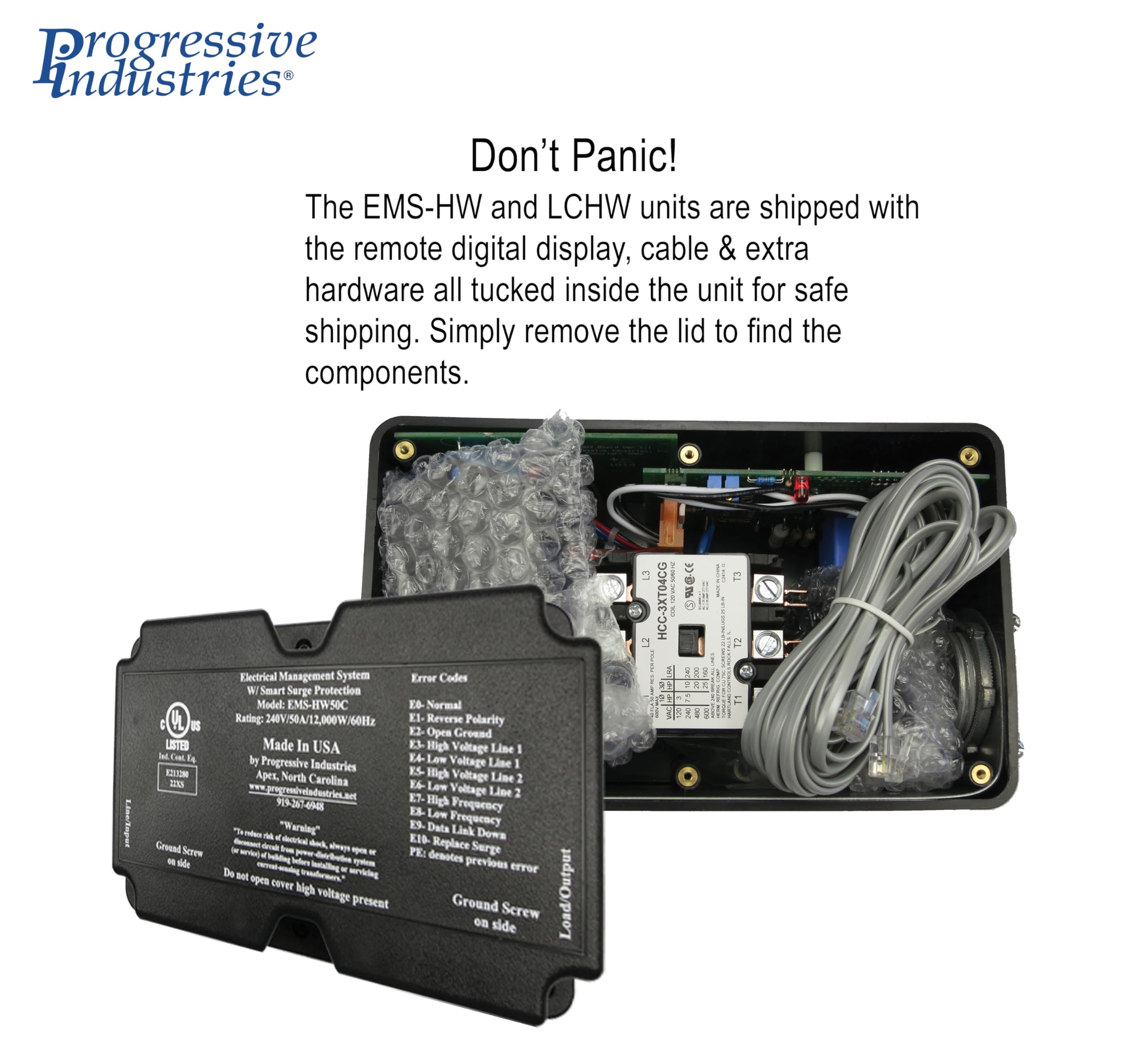 Heavy Duty Progressive Industries EMS-LCHW50 RV Surge Protector, Black, 50 Amp