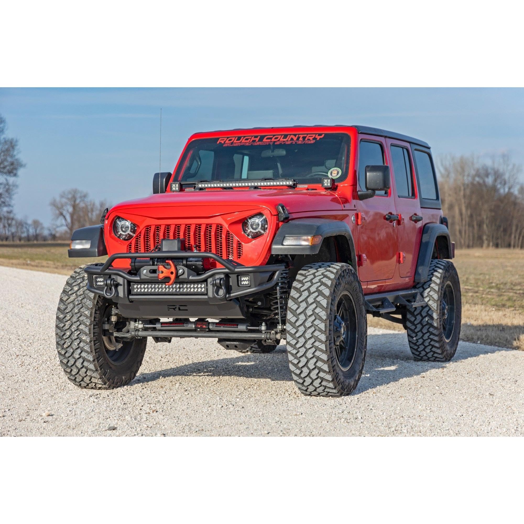 3.5 Inch Lift Kit Rough Country with Premium N3 Shocks for Jeep Wrangler Unlimited 4-Door (2024) - Includes Control Arm Drop Brackets, Front Driveshaft, Springs