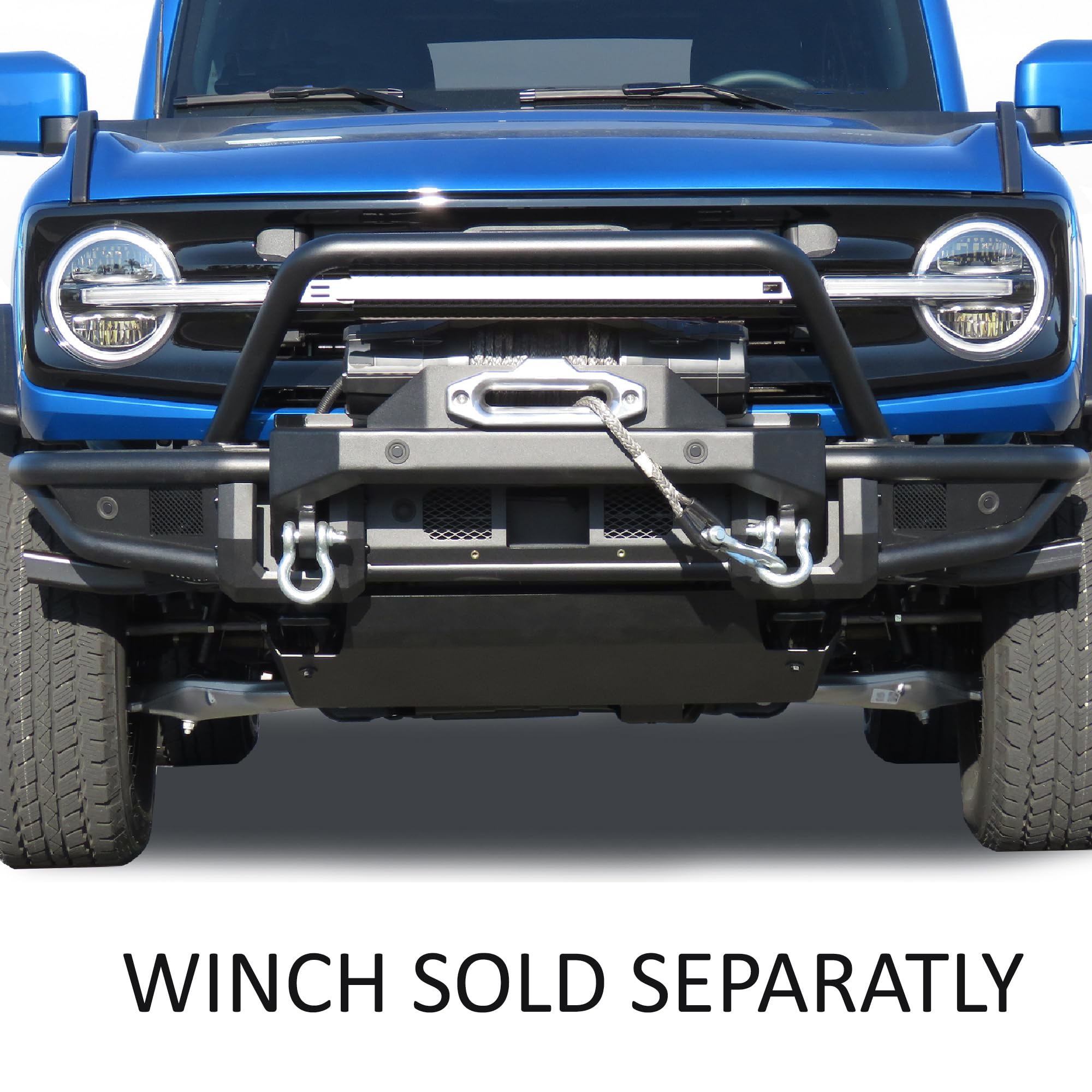 Armour Black Horse Off Road Tubular Heavy Duty Front Bumper Matte Black Compatible with 2021-2023 Ford Bronco-AFB-FB22HD