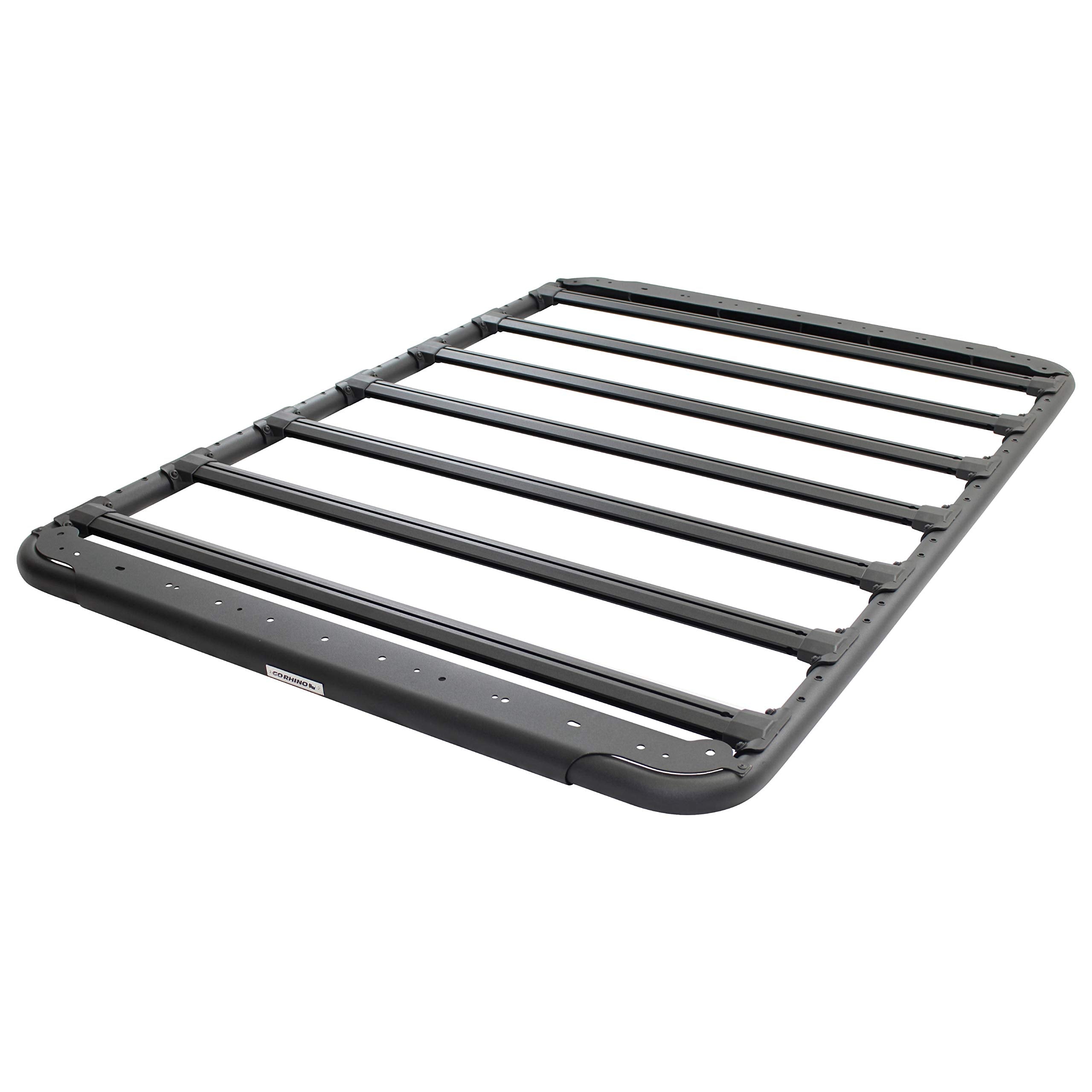 Go Rhino 500 SRM Flat Platform Roof Rack & Clamps | Aluminum, Textured Black, L: 65" x W: 52" | 5935065T | Mounts to Most Cross Bars