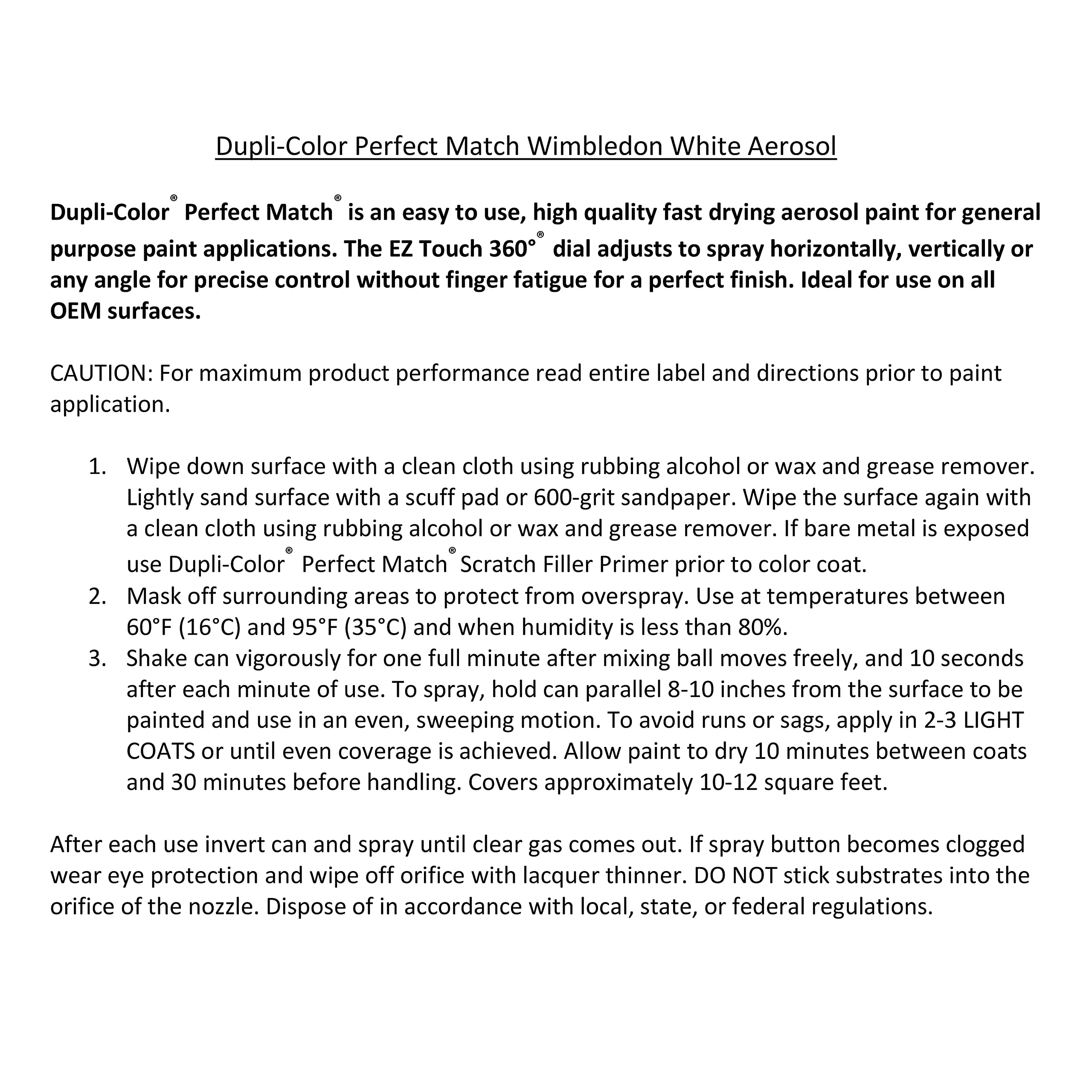 Ford Wimbledon White Dupli-Color EBFM00417 Perfect Match Automotive Spray Paint – 8 oz. Aerosol Can