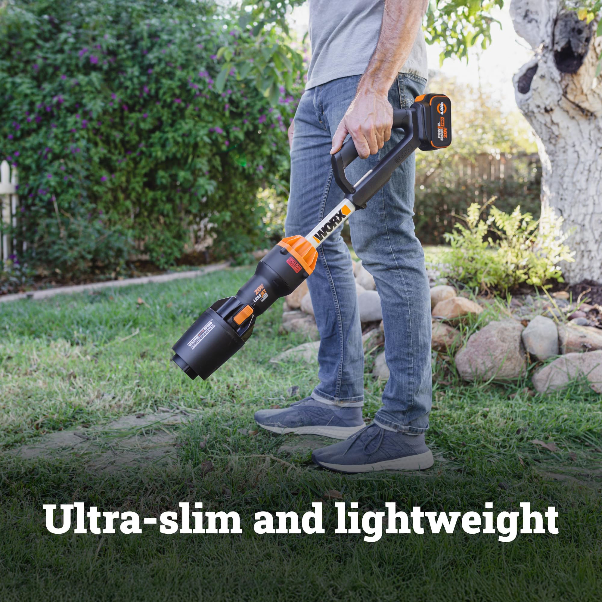 Cordless WORX Nitro Leaf Blower, Electric Blower with 410 CFM & 130 MPH, Blowers for Lawn Care with 3.8 Lbs, 4.0 Ah Battery & Charger Included, WG543