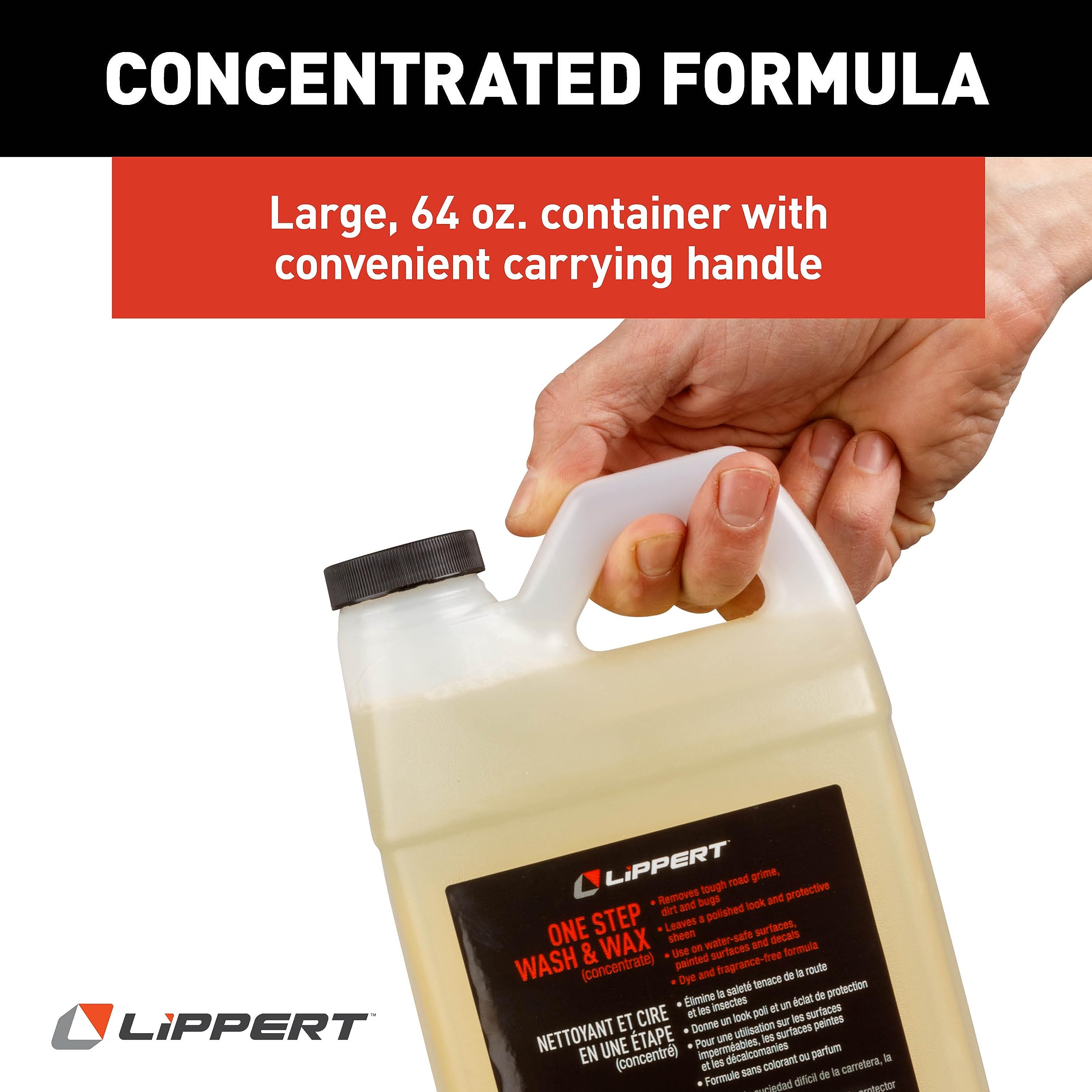 One Step Lippert 64 oz. RV Wash/Wax (Concentrate) for Exterior Applications, Dye and Fragrance Free, Made in The USA - 2022013794