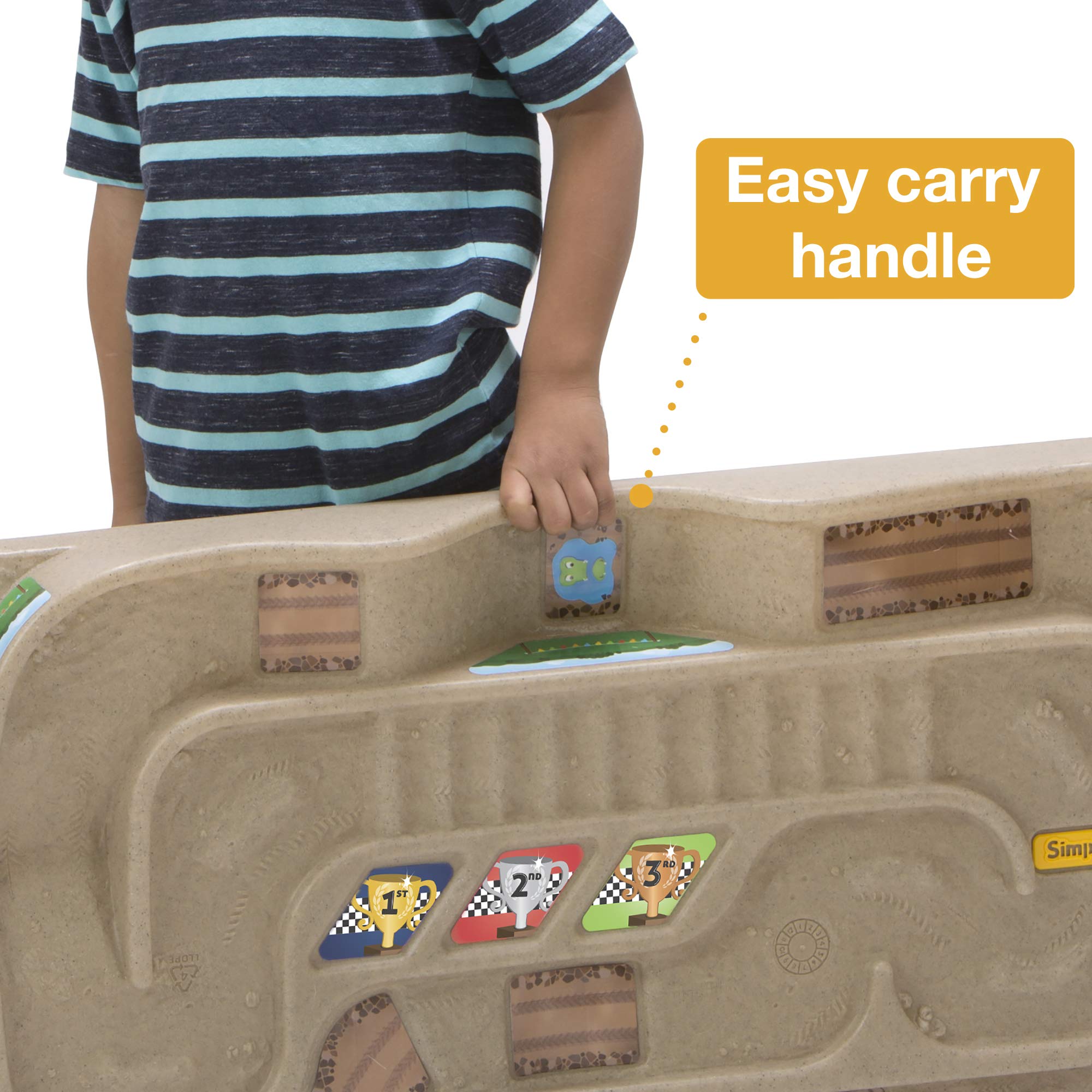 Simplay3 Kids Race Track Toy Car Train Table Portable Carry and Go, 2-Sided No Assembly for Children 3 4 5 6 7 Years Old Boys Girls, Made in USA