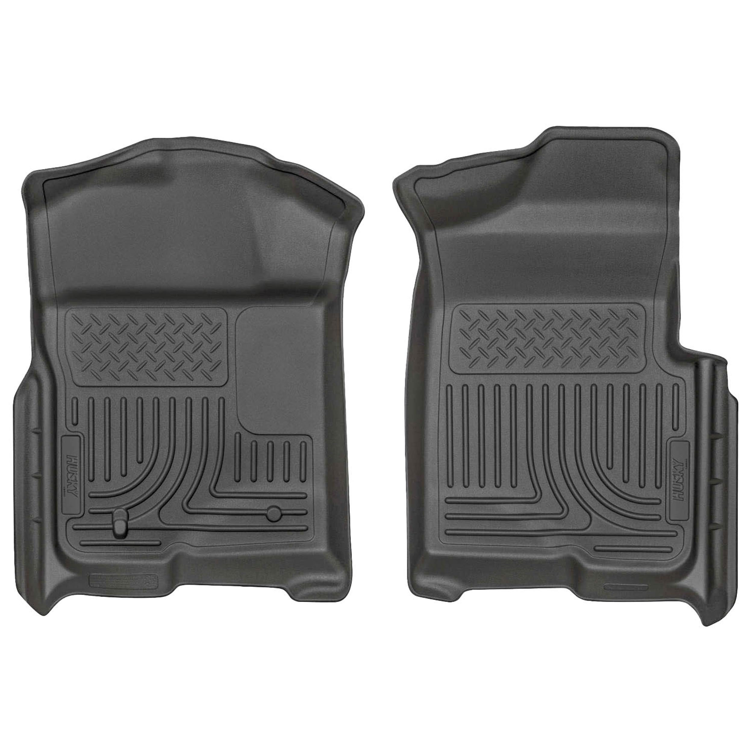 Husky Liners Floor Mats Weatherbeater | Fits 2009-2014 Ford F-150 All Cabs w/Out Manual Shifter | Front Row, 2-pc Black - 18331