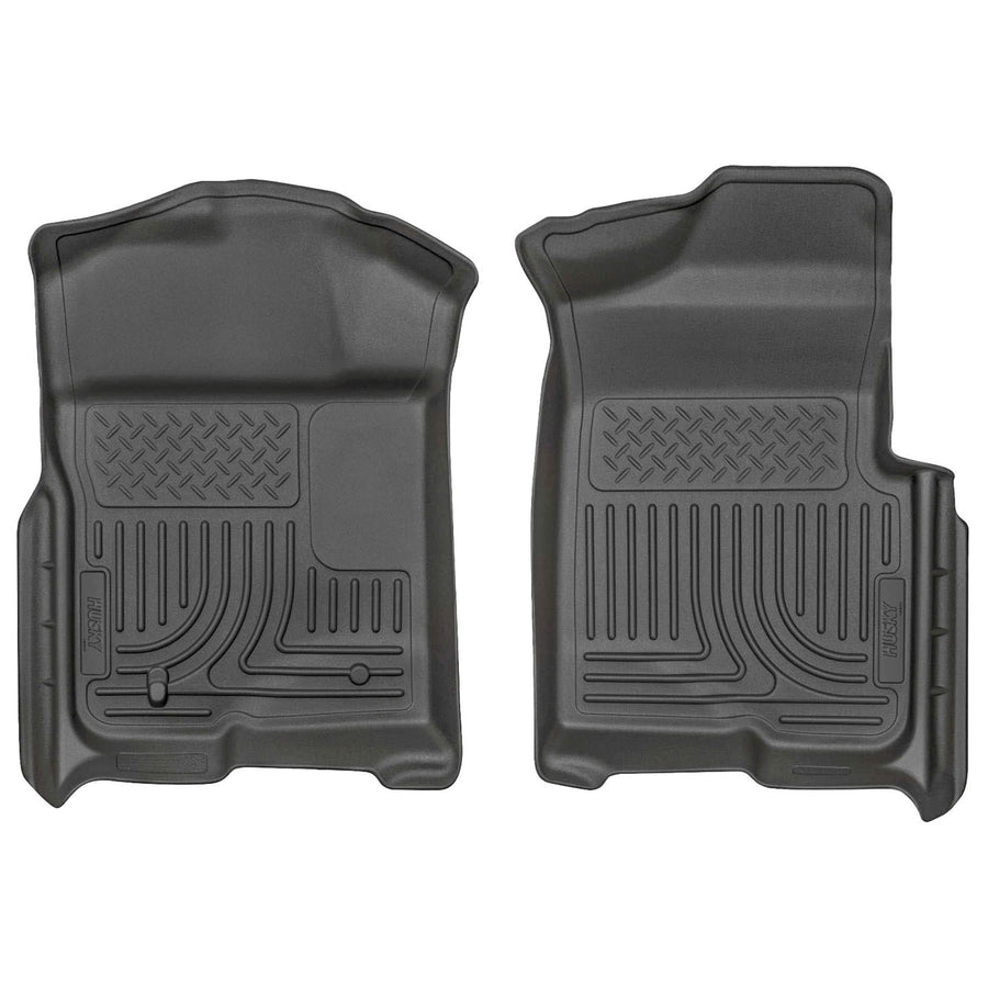 Husky Liners Floor Mats Weatherbeater | Fits 2009-2014 Ford F-150 All Cabs w/Out Manual Shifter | Front Row, 2-pc Black - 18331