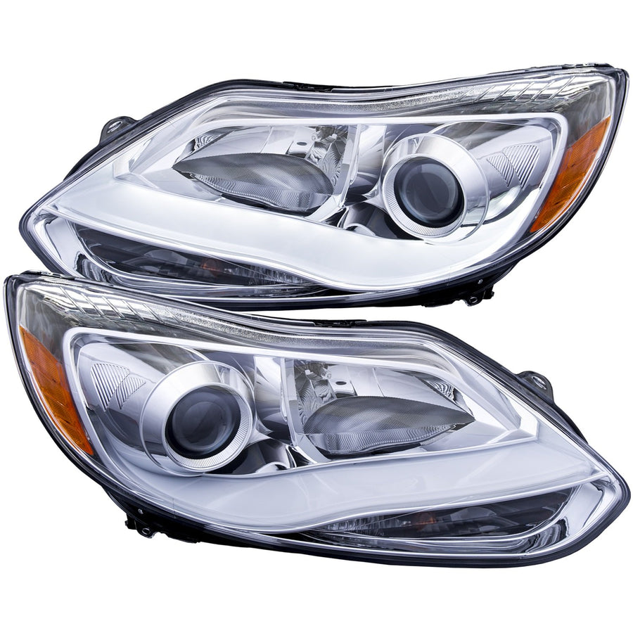 Chrome/Clear/Amber AnzoUSA 121491 Plank Style Projector Headlight for Ford Focus