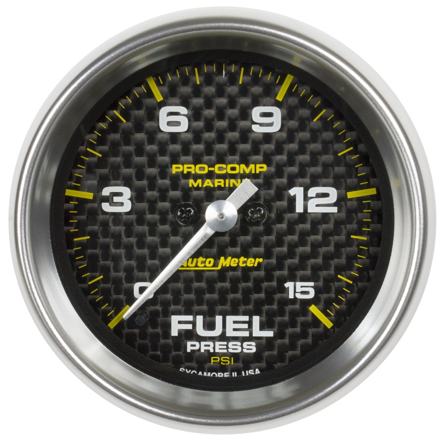 Fuel Pressure AutoMeter Gauge, 2 1/16", 15Psi, Digital Stepper Motor, Marine Carbon Fiber (200848-40), Multi
