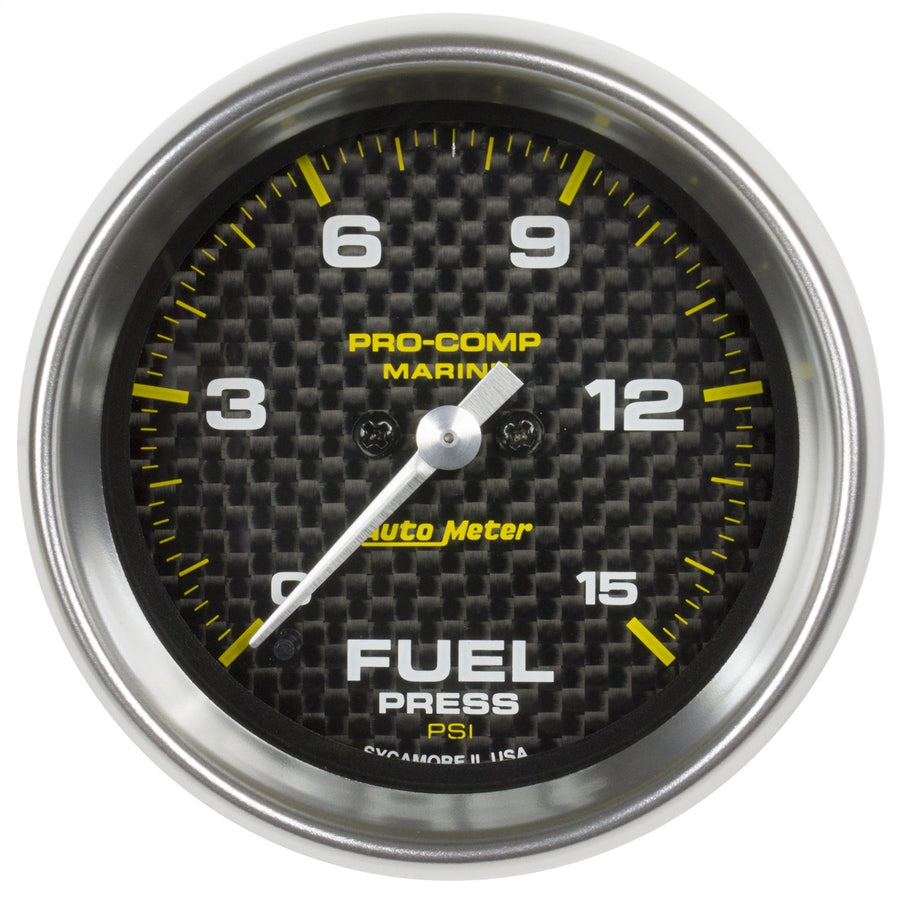 Fuel Pressure AutoMeter Gauge, 2 1/16", 15Psi, Digital Stepper Motor, Marine Carbon Fiber (200848-40), Multi