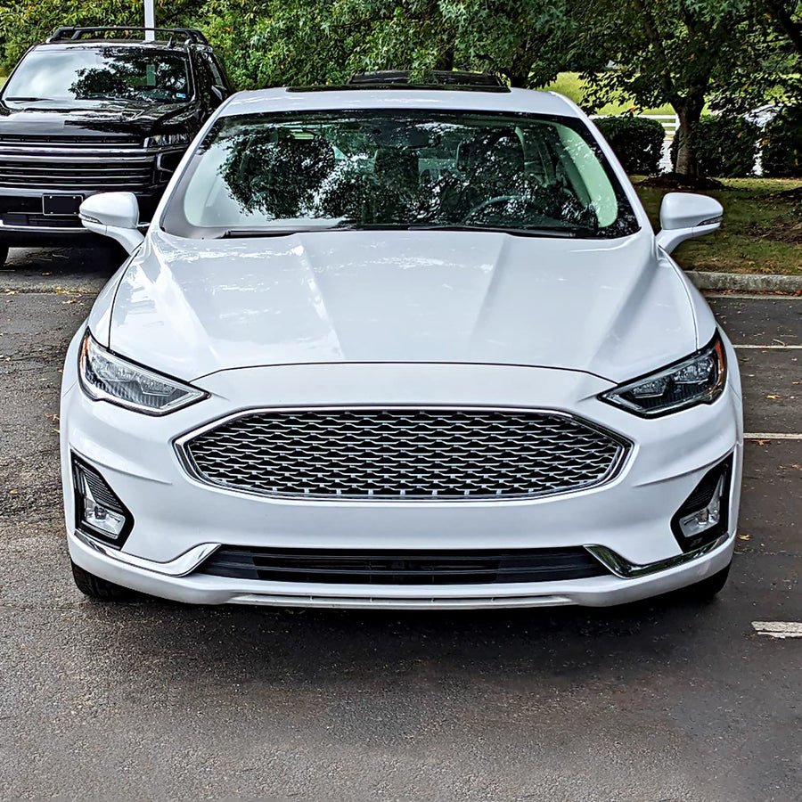 Spec-D Tuning LED Fog Lights + Switch + Bezel + Wiring Clear Lens Chrome Housing Compatible with 2019-2020 Ford Fusion, Left + Right Pair Fog Lamp Assembly