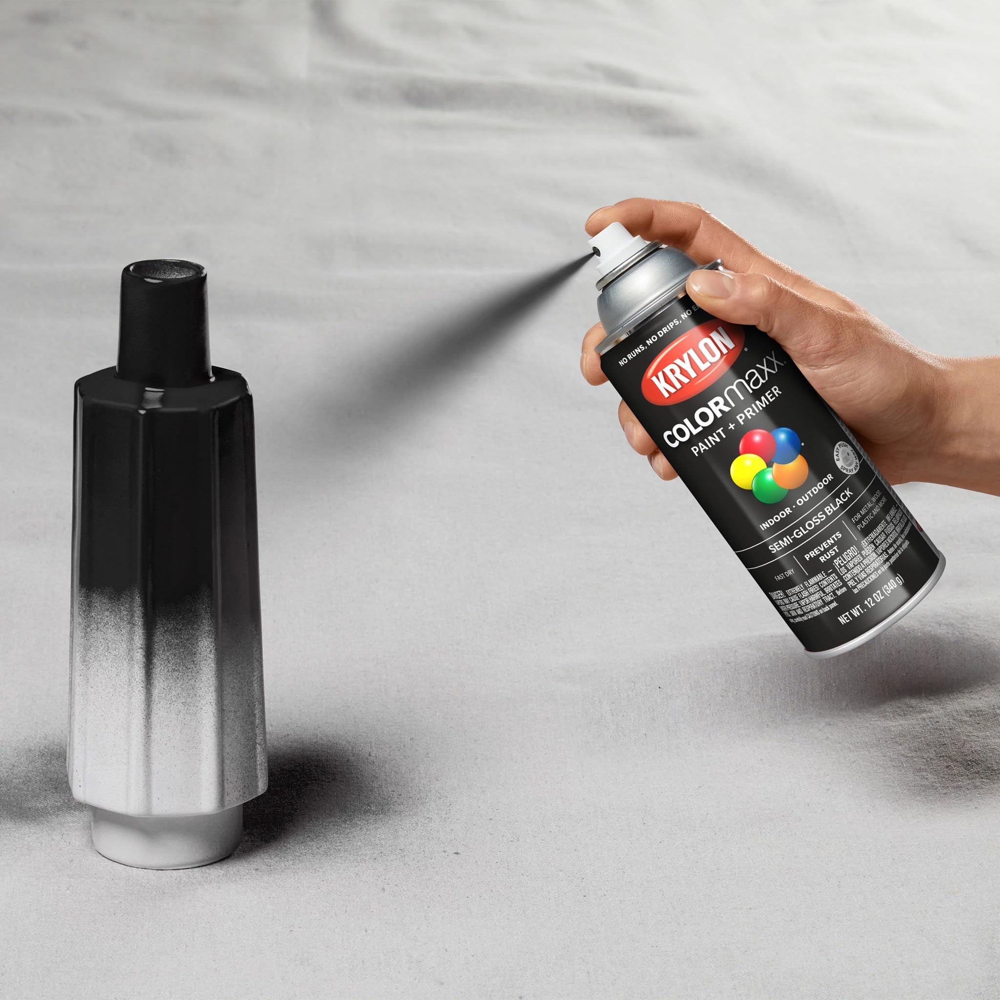Krylon Colormaxx K05579007 Spray-Paints, Aerosol, Black, 12 Ounce (Pack of 1)